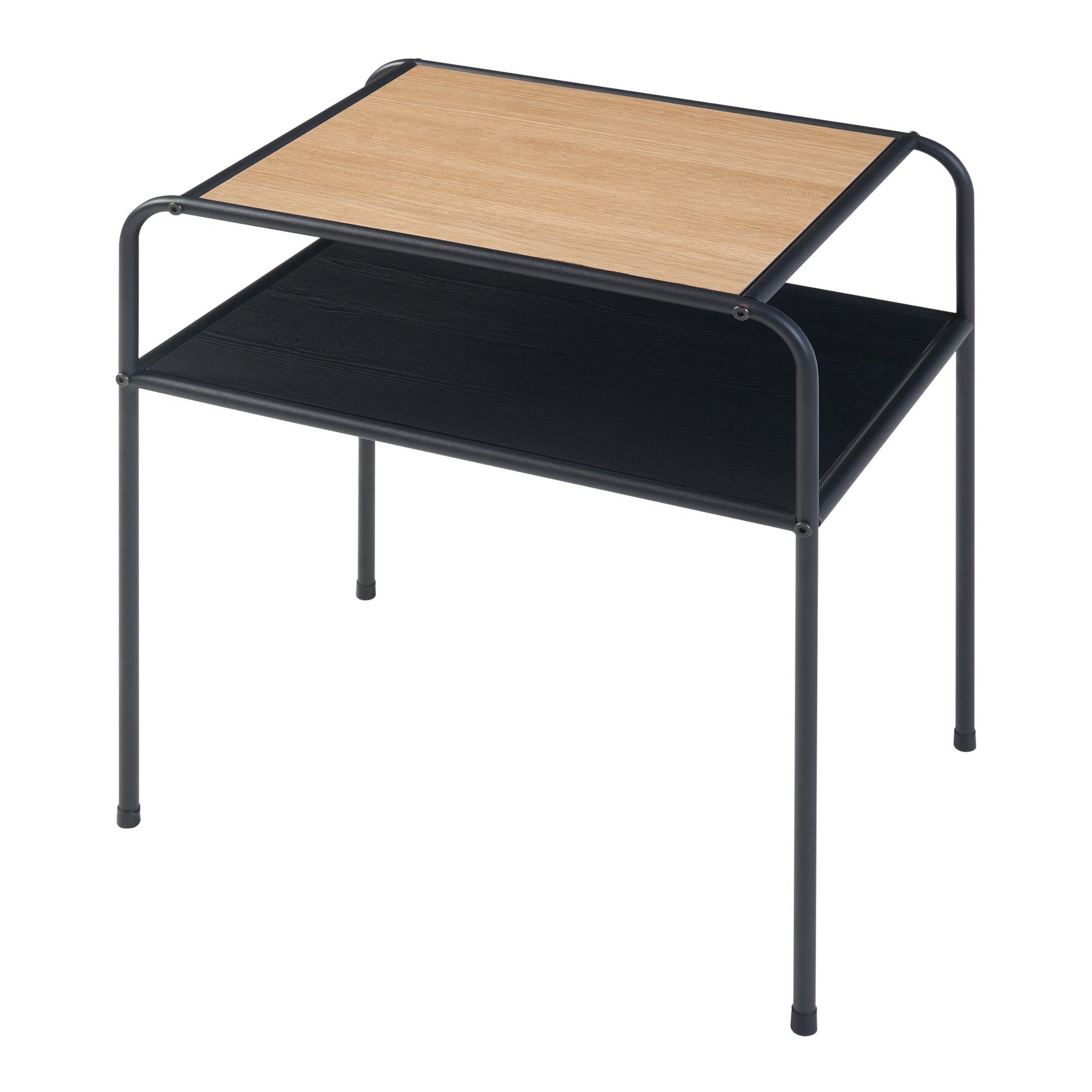 en.casa Beistelltisch, »Krødsherad« mit unterer Ablagefläche 55x51x36cm Schwarz/Eiche
