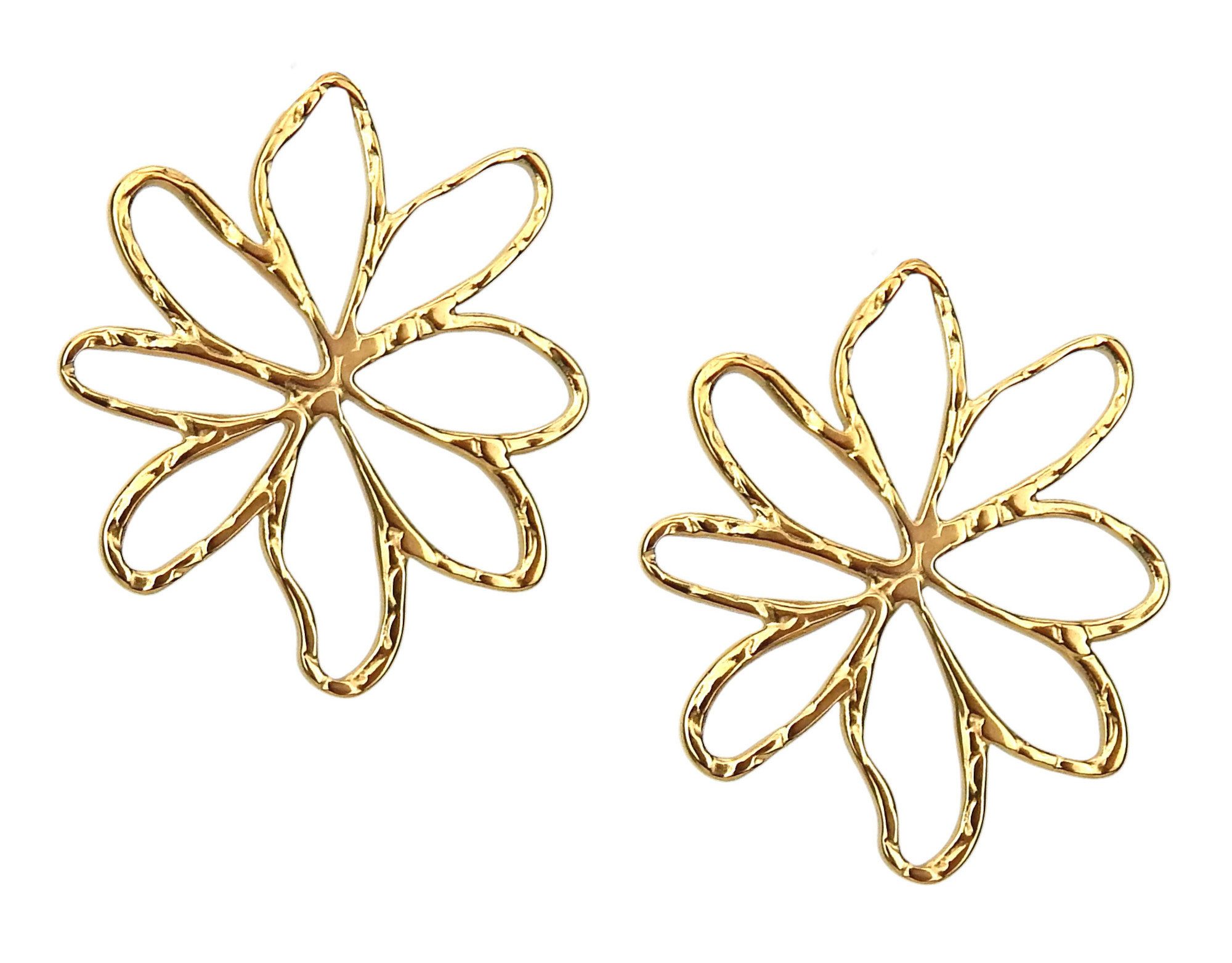 Ella Jonte Paar Ohrstecker, gold mit großer Blume aus Edelstahl
