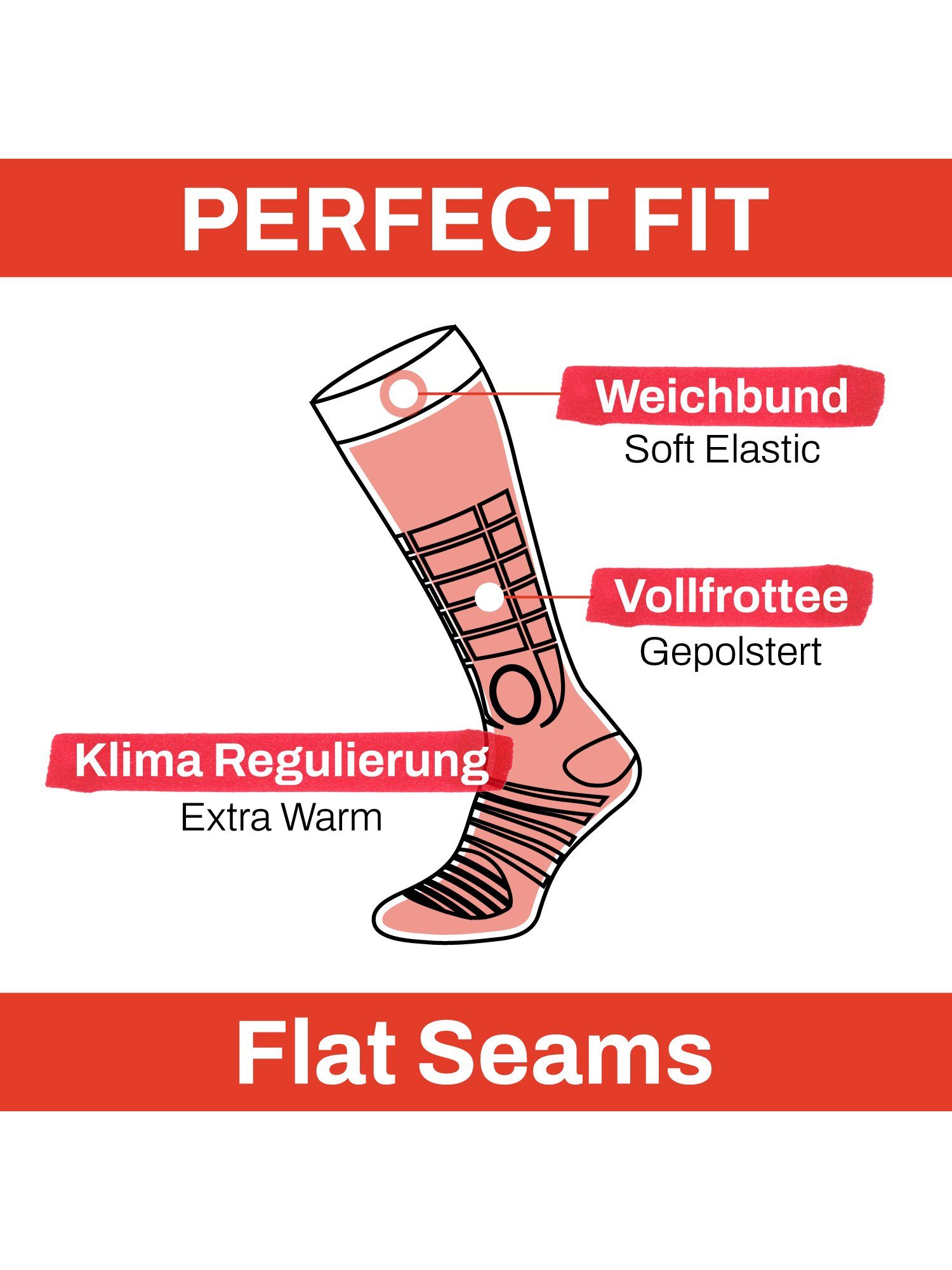 Knie-strümpfe Lifestyle Chili Kniestrümpfe Skisocke overknee (4-Paar) thermo-socken Knie