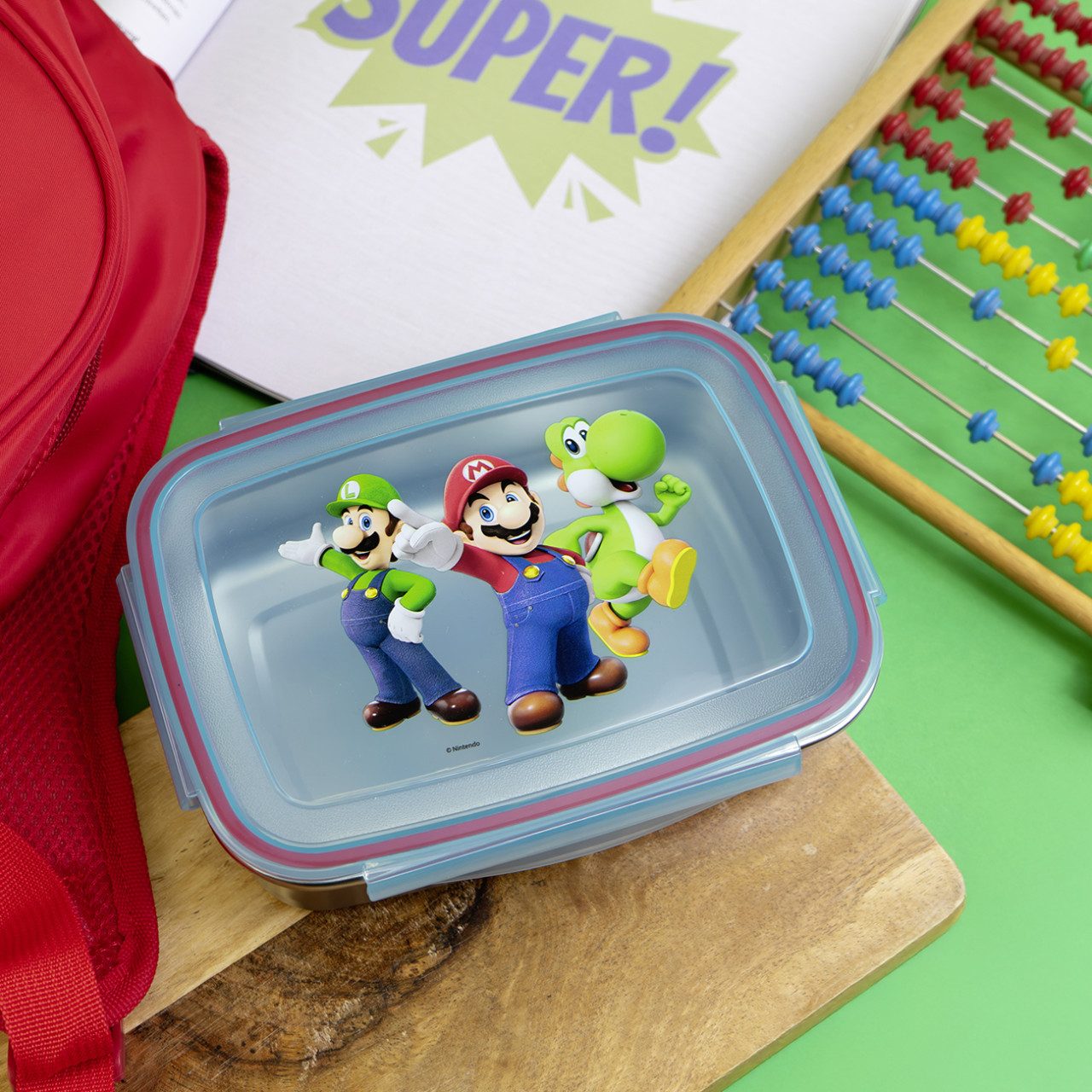 Geda Labels GmbH Lunchbox Super Mario Classic Dimension, Edelstahl, (1-tlg), Rot, 850ml, 4-seitiger Clipverschluss