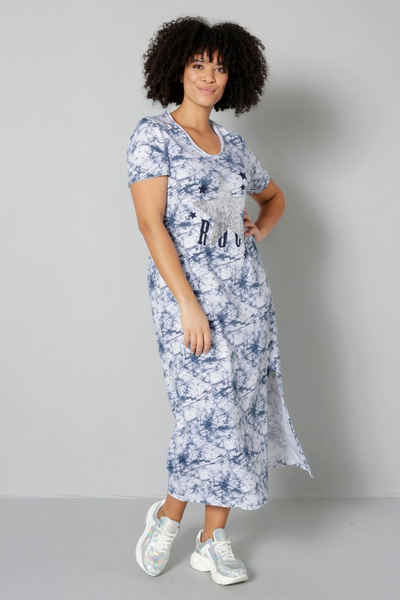 Angel of Style Jerseykleid Kleid Batikdruck Silberstern V-Ausschnitt Halbarm
