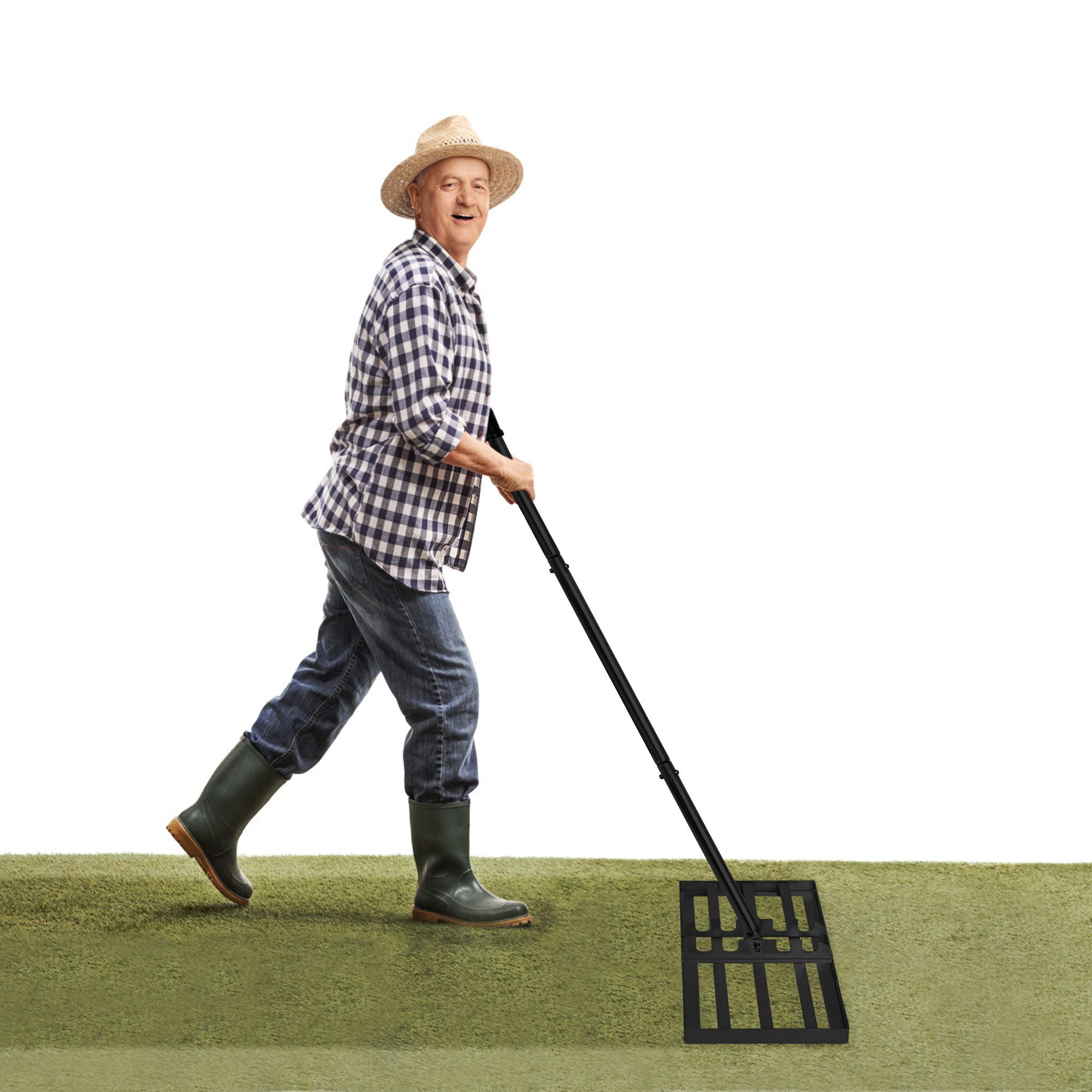 FIVMEN Rasenlüfter Rakel Rasen Nivellierrechen Profi Golf Profi mit Einstellbare, (zum Sanden Abziehen Levelingrake für Golfplatz, Garten)