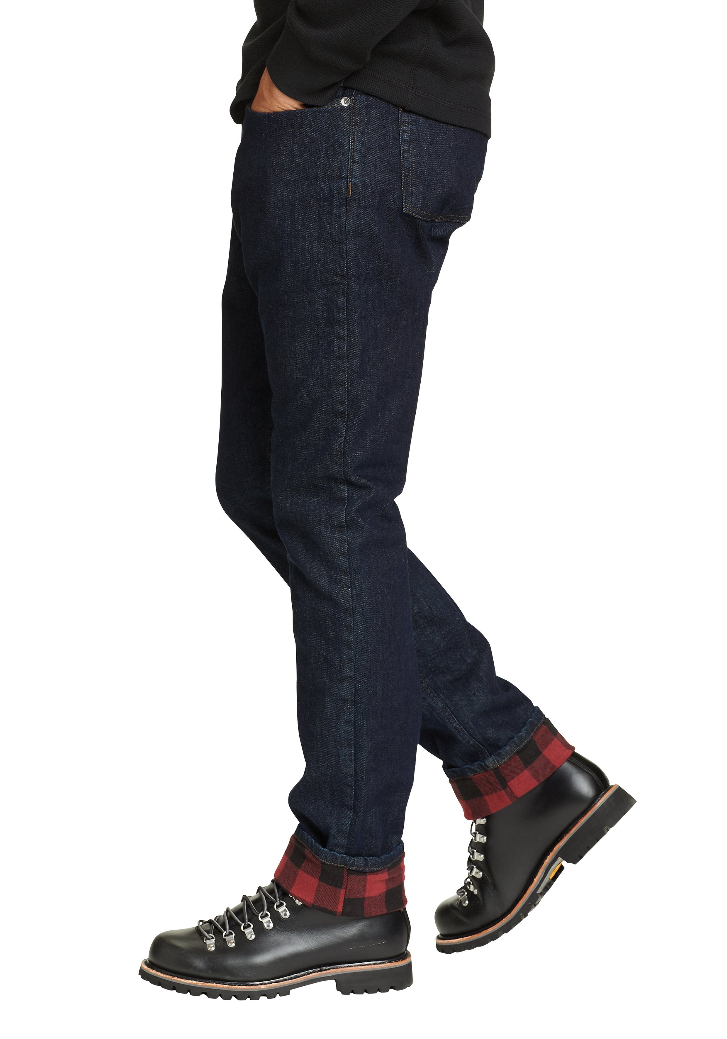 5-Pocket-Jeans mit Eddie Flanellfutter H2LOW Jeans Bauer Rinse Deep Flex