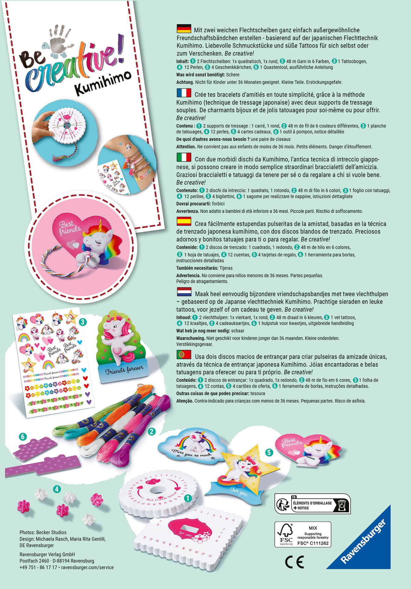 Ravensburger Kreativset Be Creative Mini Kumihimo & Tattoos 25540