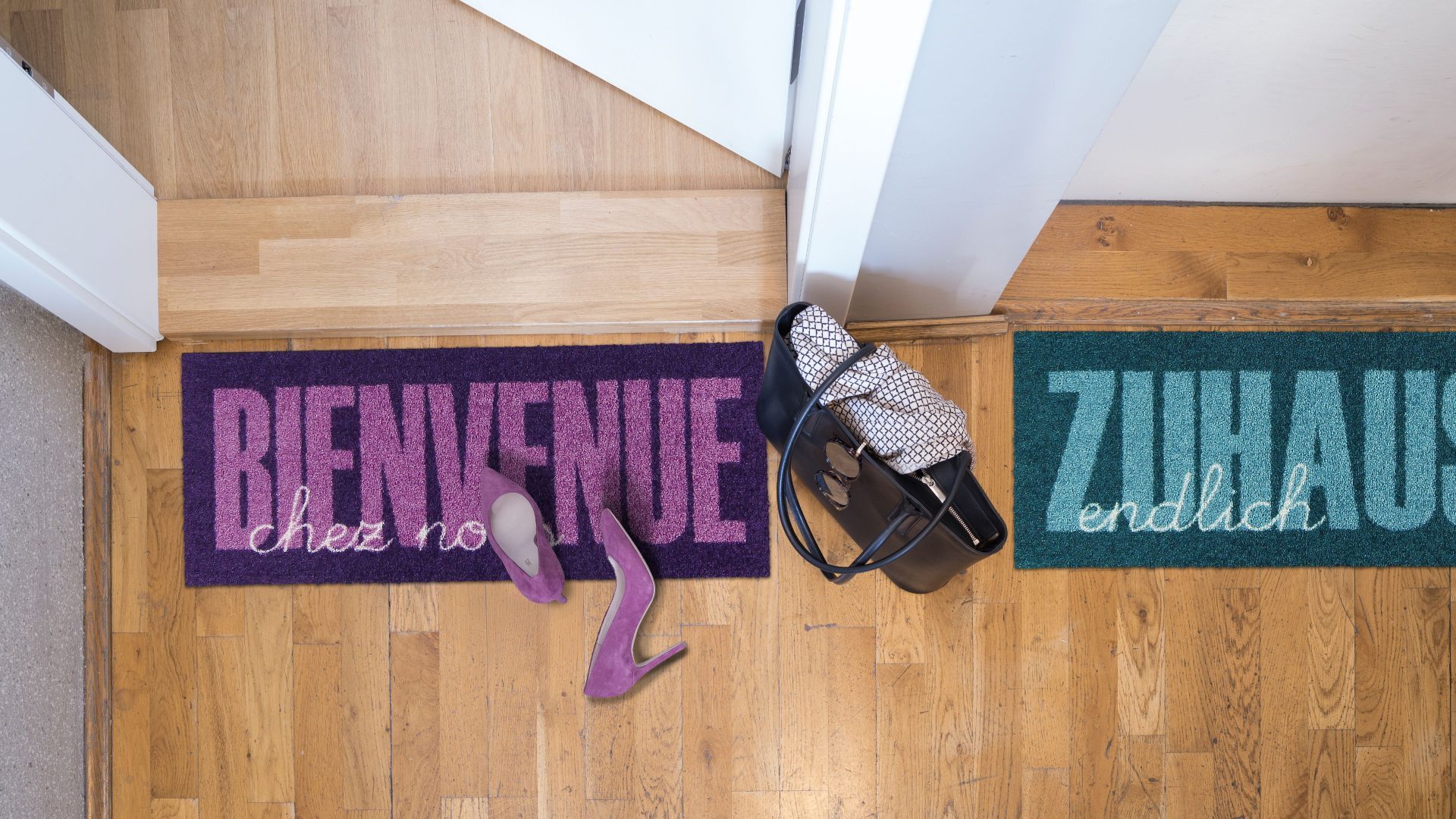 Salonloewe Läufer Fußabtreter klein 30x75 Bienvenue Type violet, Läufer Mini, Höhe: 300 mm
