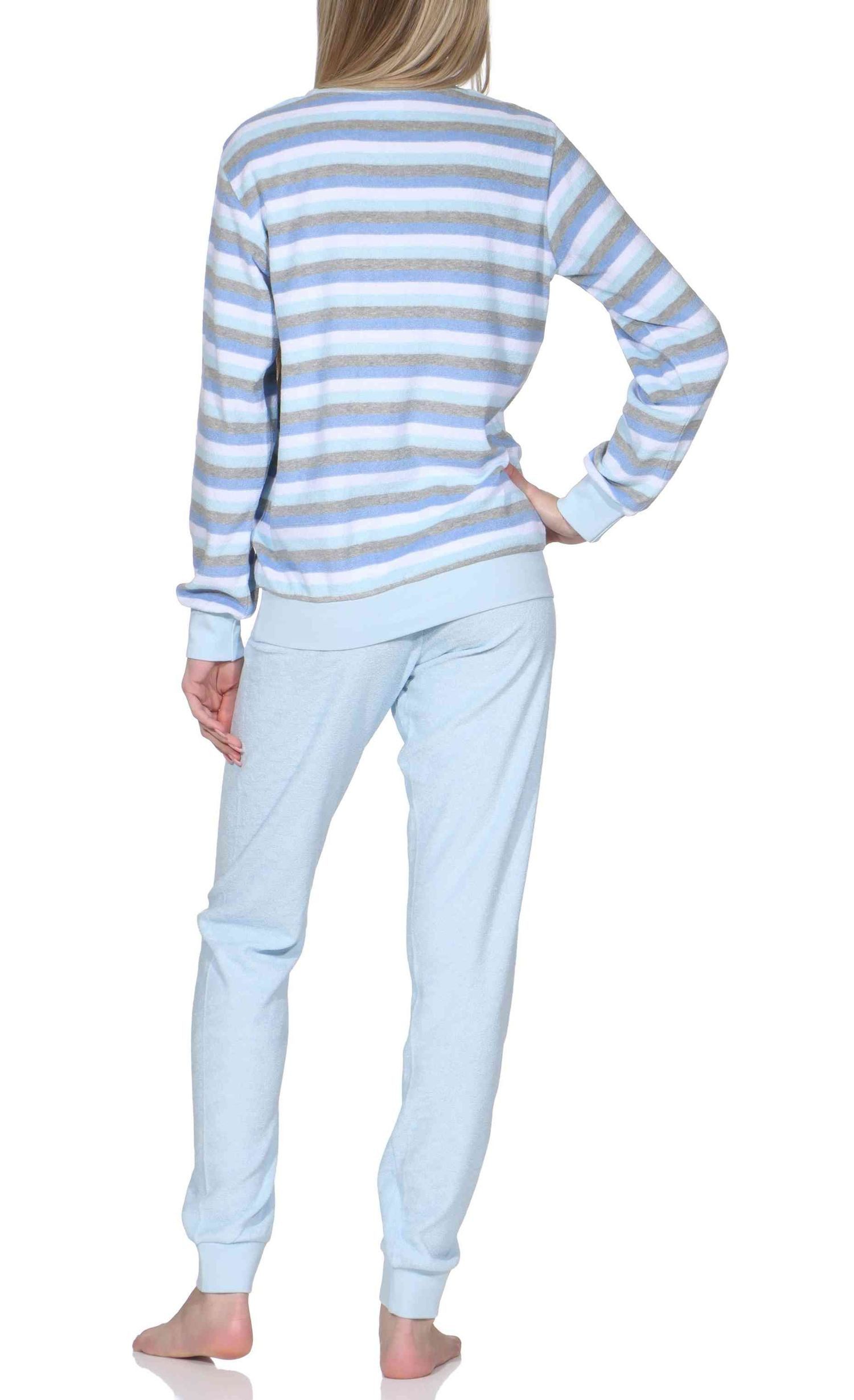 Normann Pyjama Normann Damen Frottee Pyjama langarm mit Bündchen - auch in Übergröße – Bild 4 von 5