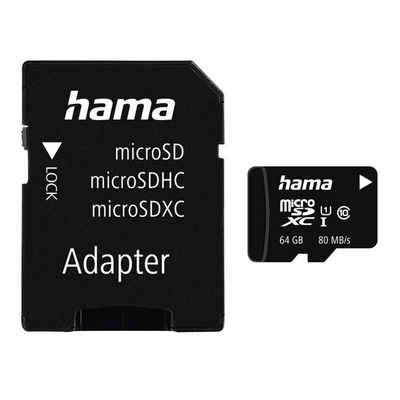 Hama microSDHC/XC Class 10 UHS-I 80MB/s + Adapter/Mobile Speicherkarte (64 GB, UHS-I Class 10, 80 MB/s Lesegeschwindigkeit)