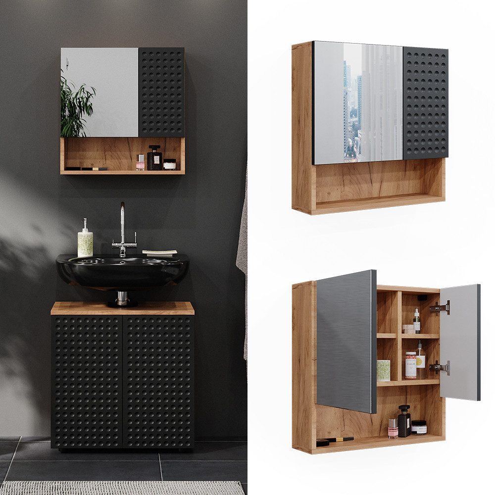 Vicco Badezimmerspiegelschrank Irma, Goldkraft Eiche/Anthrazit, 54 günstig online kaufen
