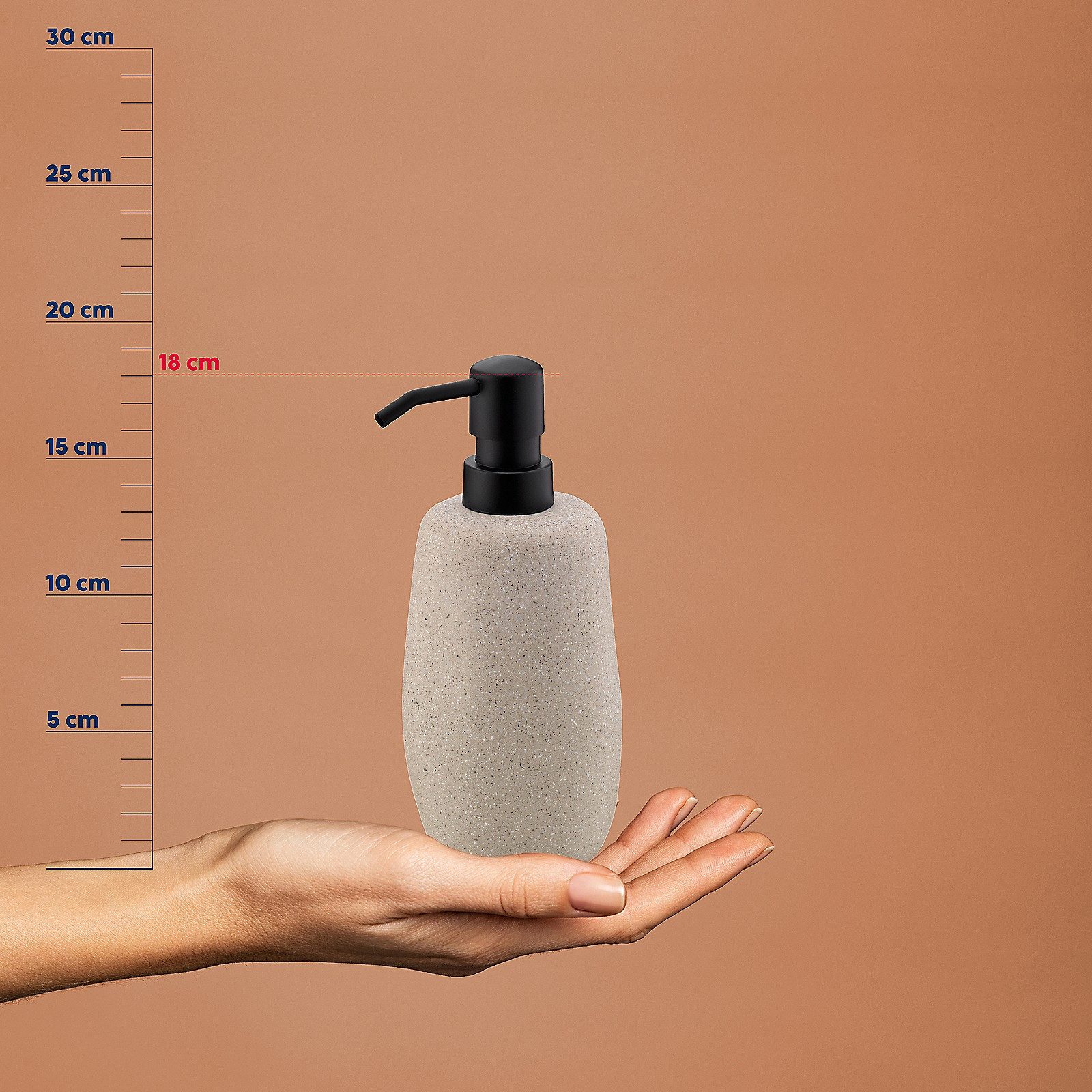 kela WC-Garnitur Roda, natürliche Steinoptik, 200 ml, leicht zu befüllen