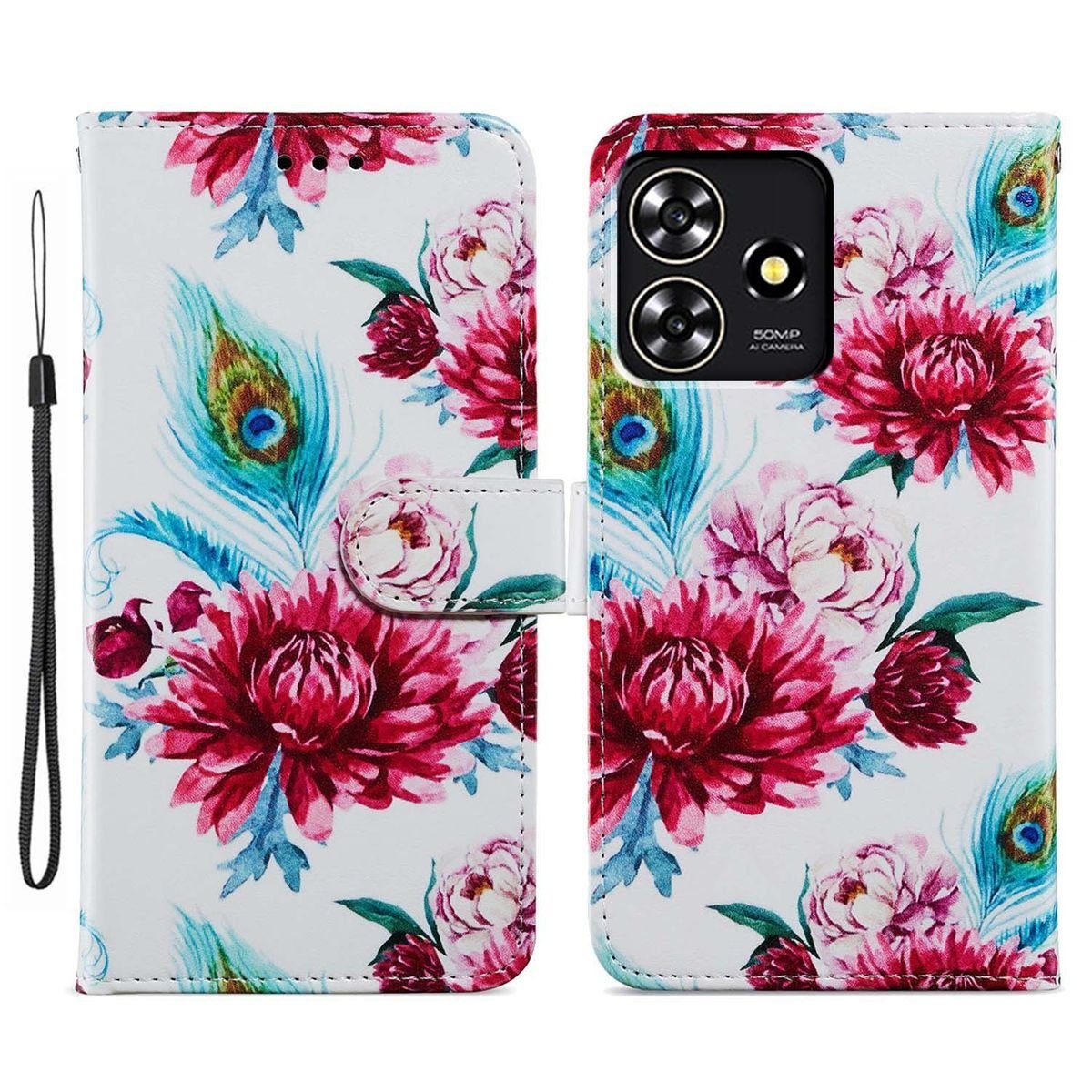 Wigento Smartphone-Hülle Für ZTE Blade A73 4G Book Wallet Tasche mit Schlaufe Etui Hülle Motiv3