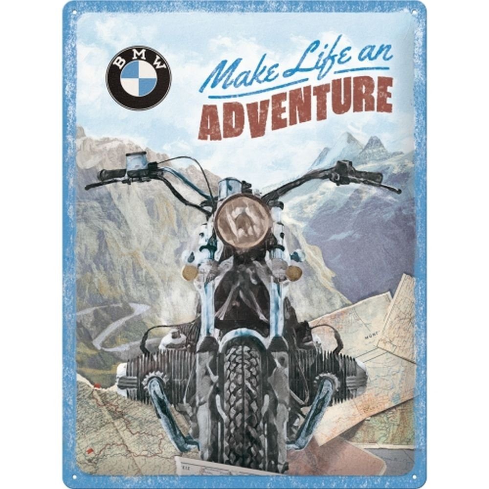 Metallschild Blechschild 30 x 40 cm - BMW - Make Life an Adventure