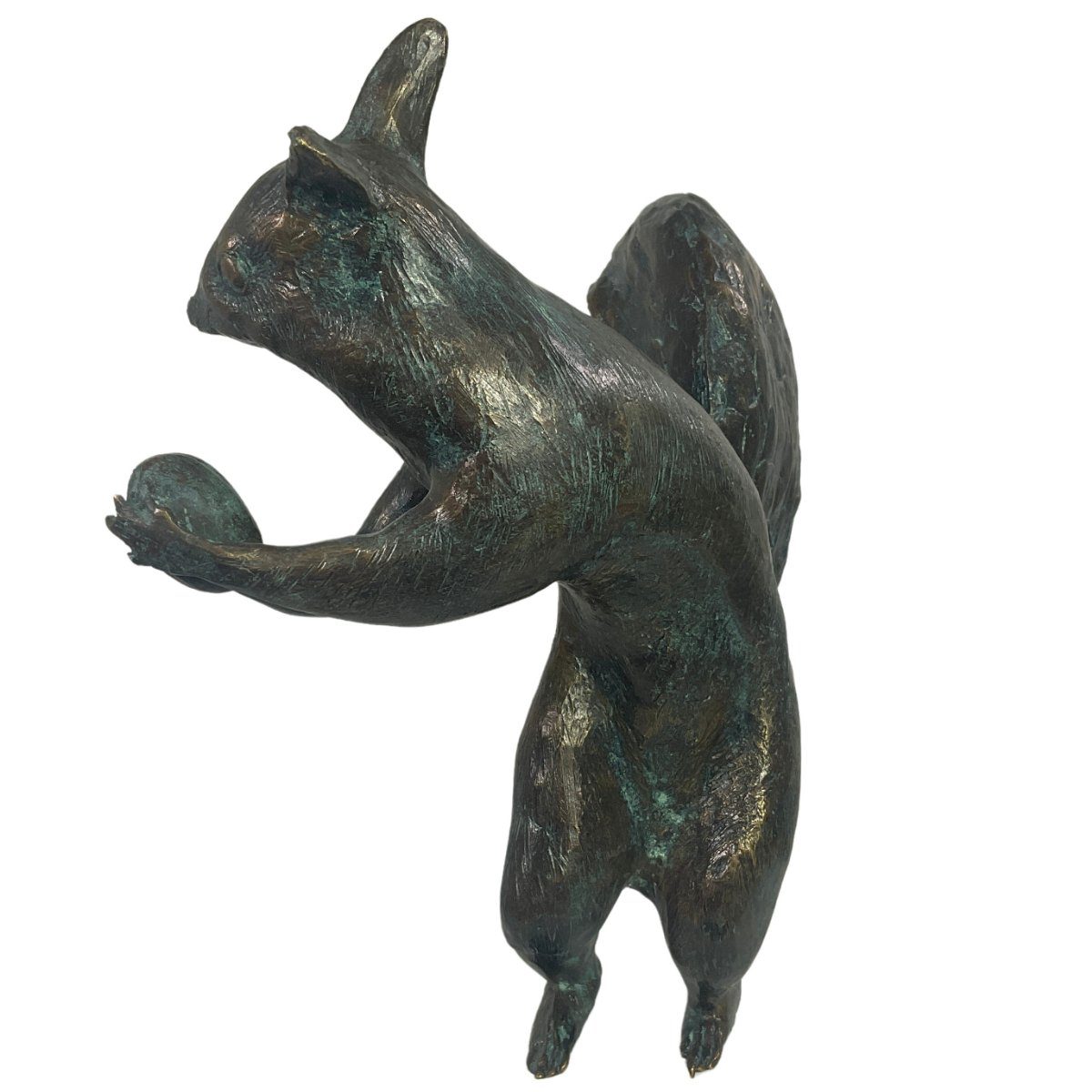 IDYL Rottenecker Gartenfigur Bronzeskulptur "Eichhörnchen mit Eichel"