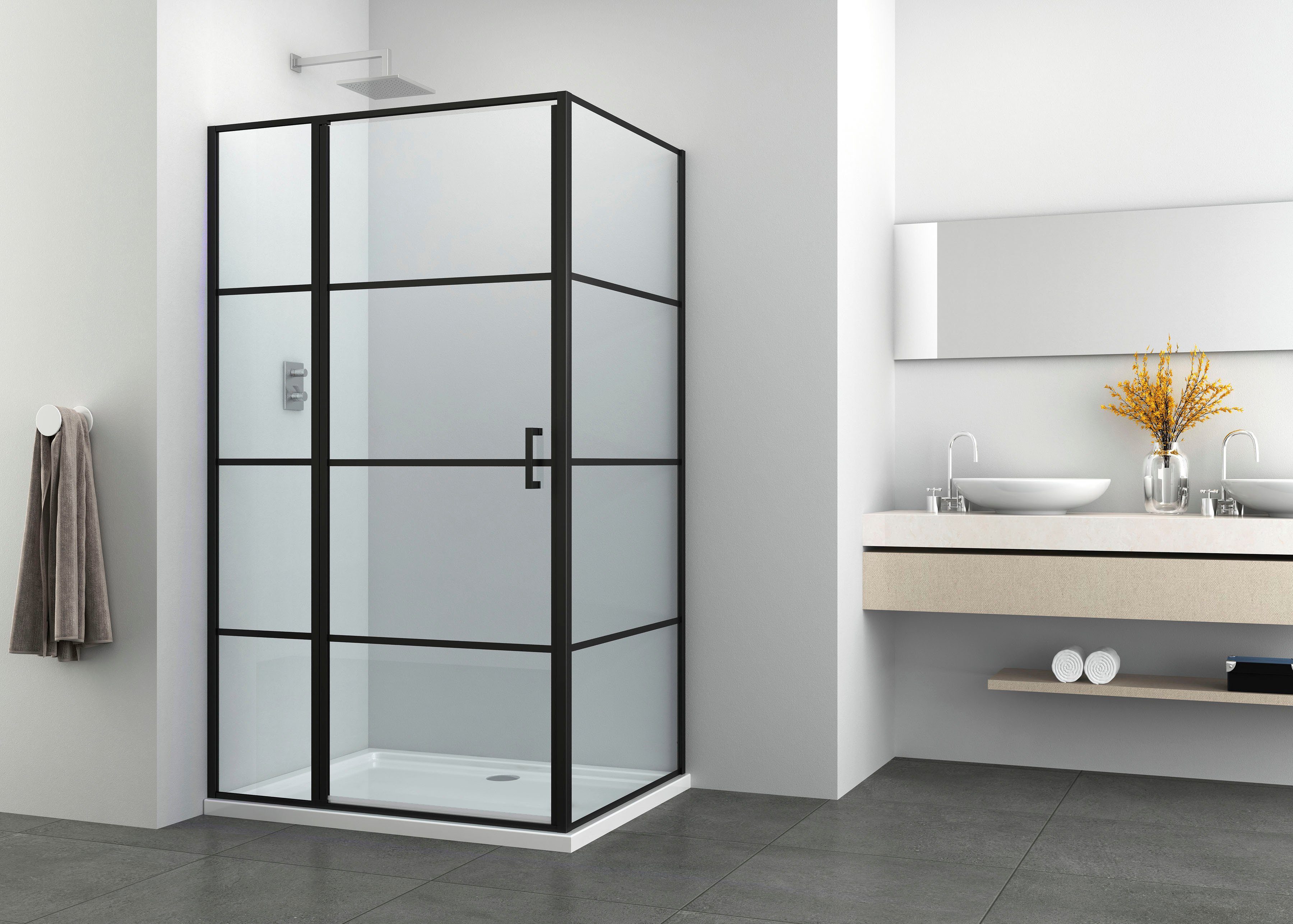 Sanotechnik Dusch-Pendeltür Elite Black, Sicherheitsglas, 98-100 cm Breite