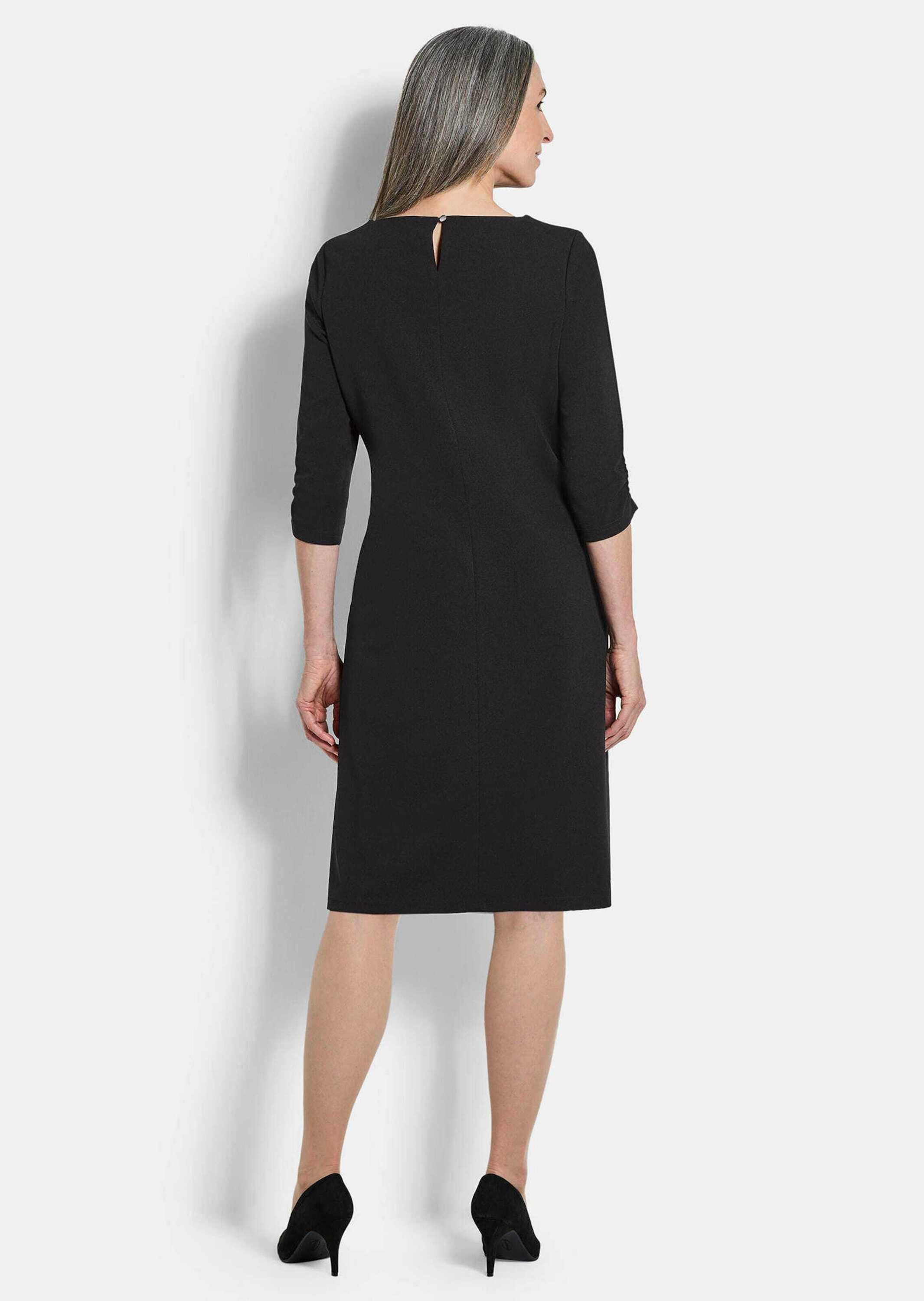 GOLDNER Etuikleid Jerseykleid mit Krepp-Qualität Midikleid mit Rundhals, Knopfverschluss, 3/4-Arm und Knielänge