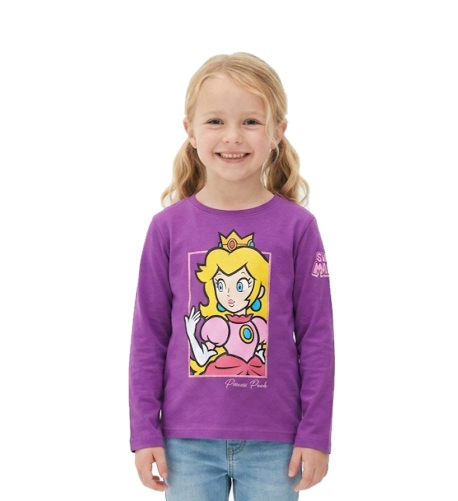Super Mario Langarmshirt Super Mario Kinder Langarmshirt – Princess Peach & Yoshi Fan-Edition SuperMario Mädchen langarm T-Shirt