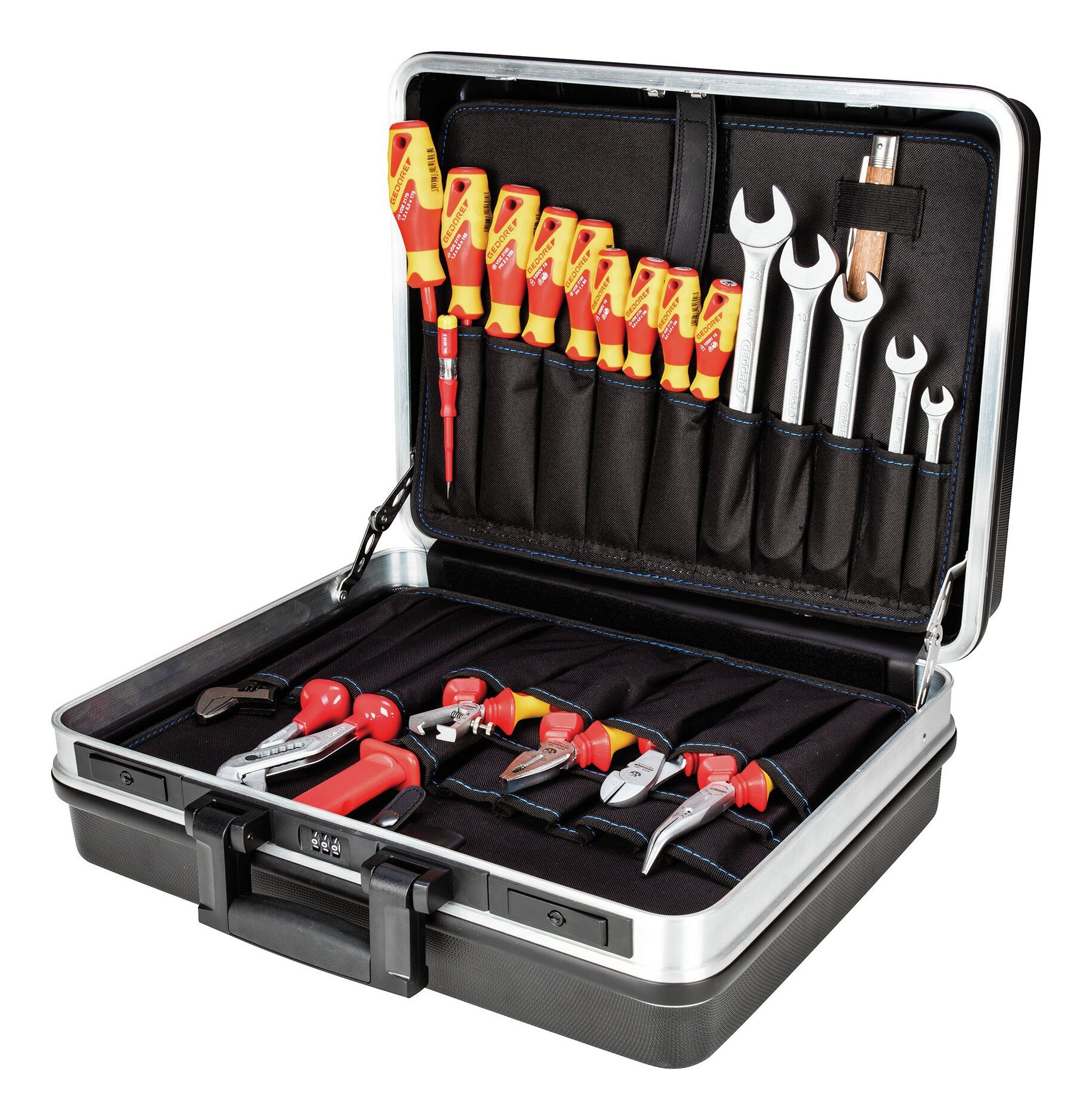 Gedore Werkzeugset, (74-St), Werkzeugsortiment VDE + Koffer