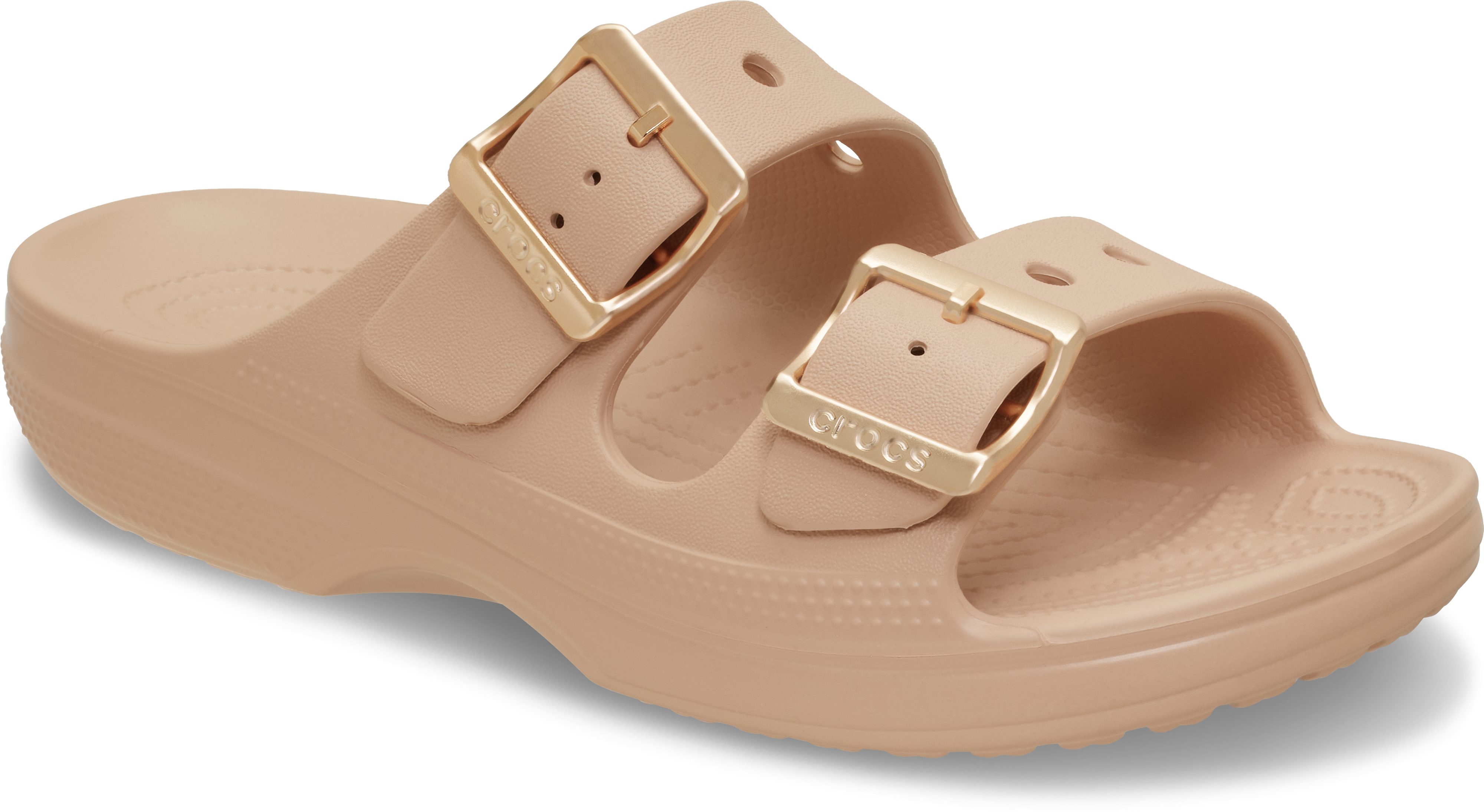 Crocs Saturday Metallic Buckle Sandal W Pantolette Sommerschuh, Urlaubsschuh, Strandschuh, Schlappen mit Schnallen