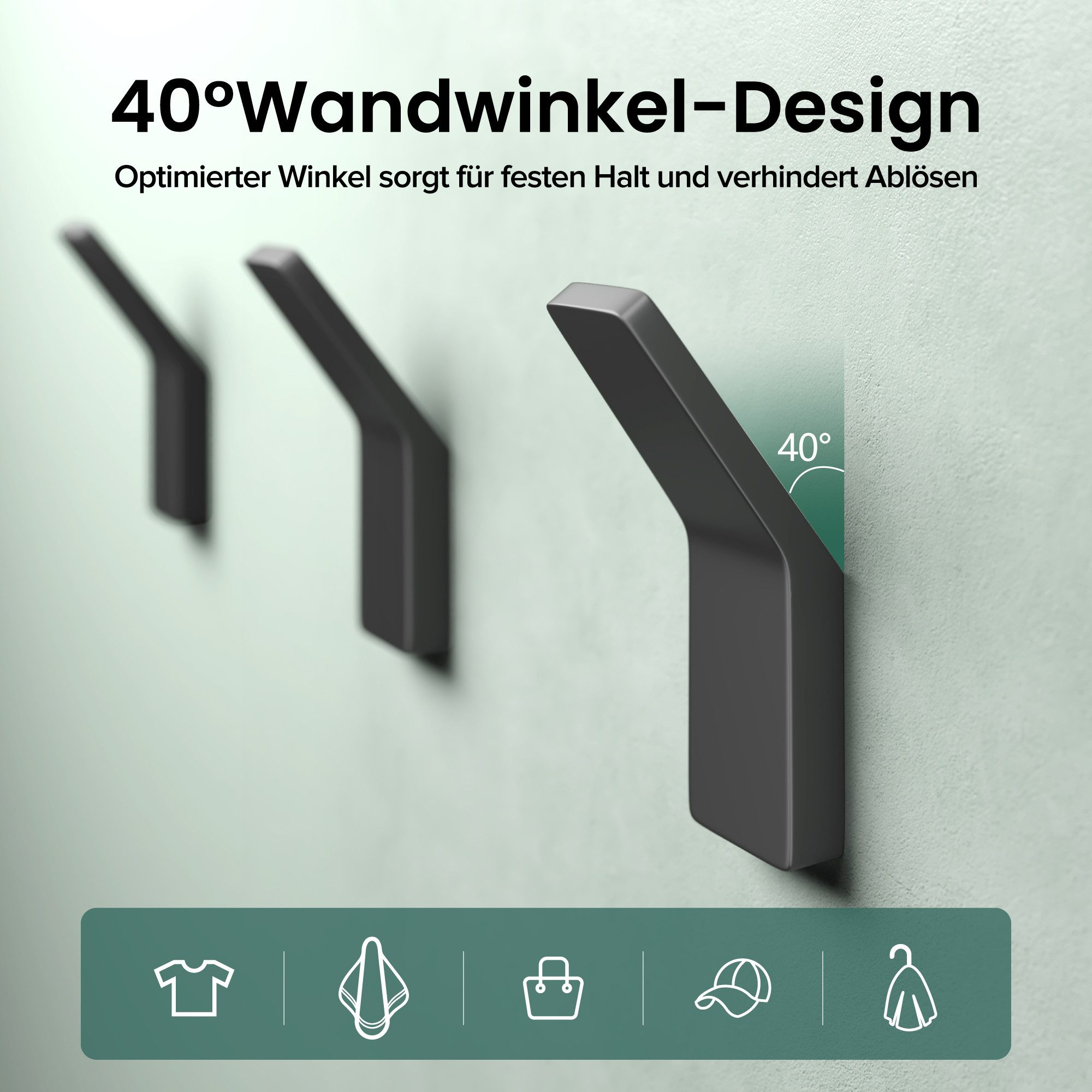 Mai & Mai Wandgarderobe Kleiderhaken Garderobenhaken 4 Stück BxTxH: 24x9x75cm Stalo-13, aus hochwertiger Zinklegierung, Minimalistische Design