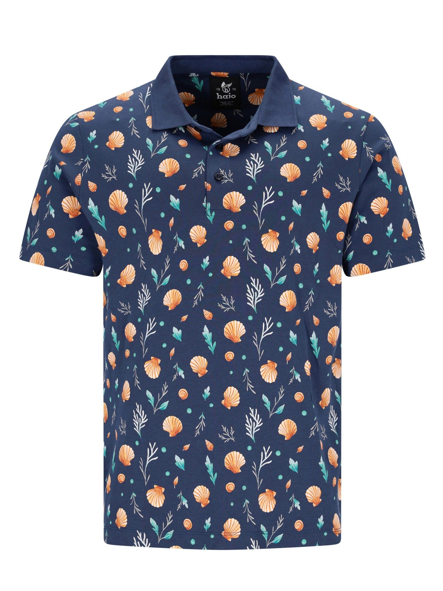 Hajo Poloshirt Poloshirt mit maritimen Alloverdruck in reiner Baumwolle