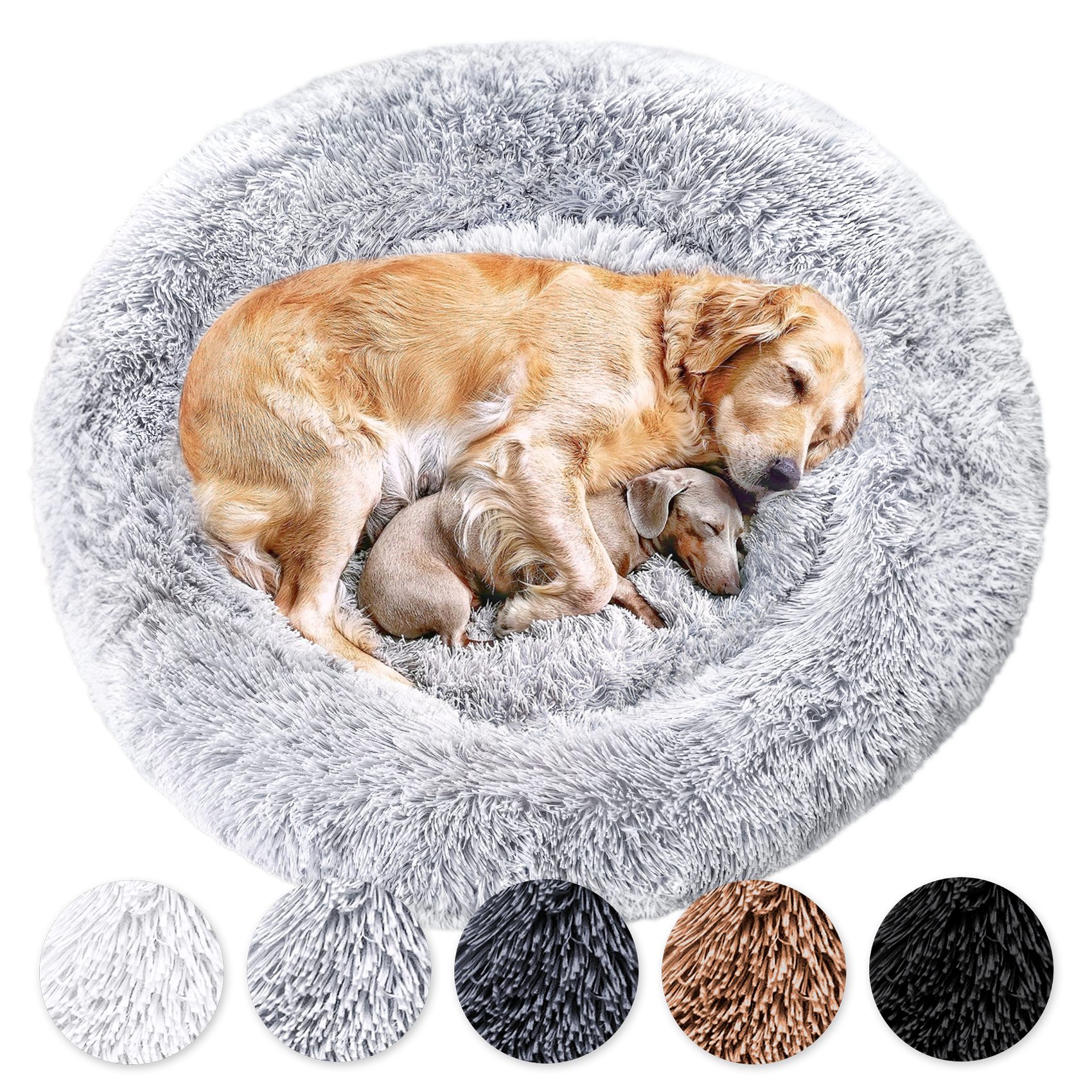 Wahre Tierliebe Tierbett - Flauschiges Hundebett Donut, Deutschlands Original, waschbar, Verschiedene Größen und Farben, extra flauschig