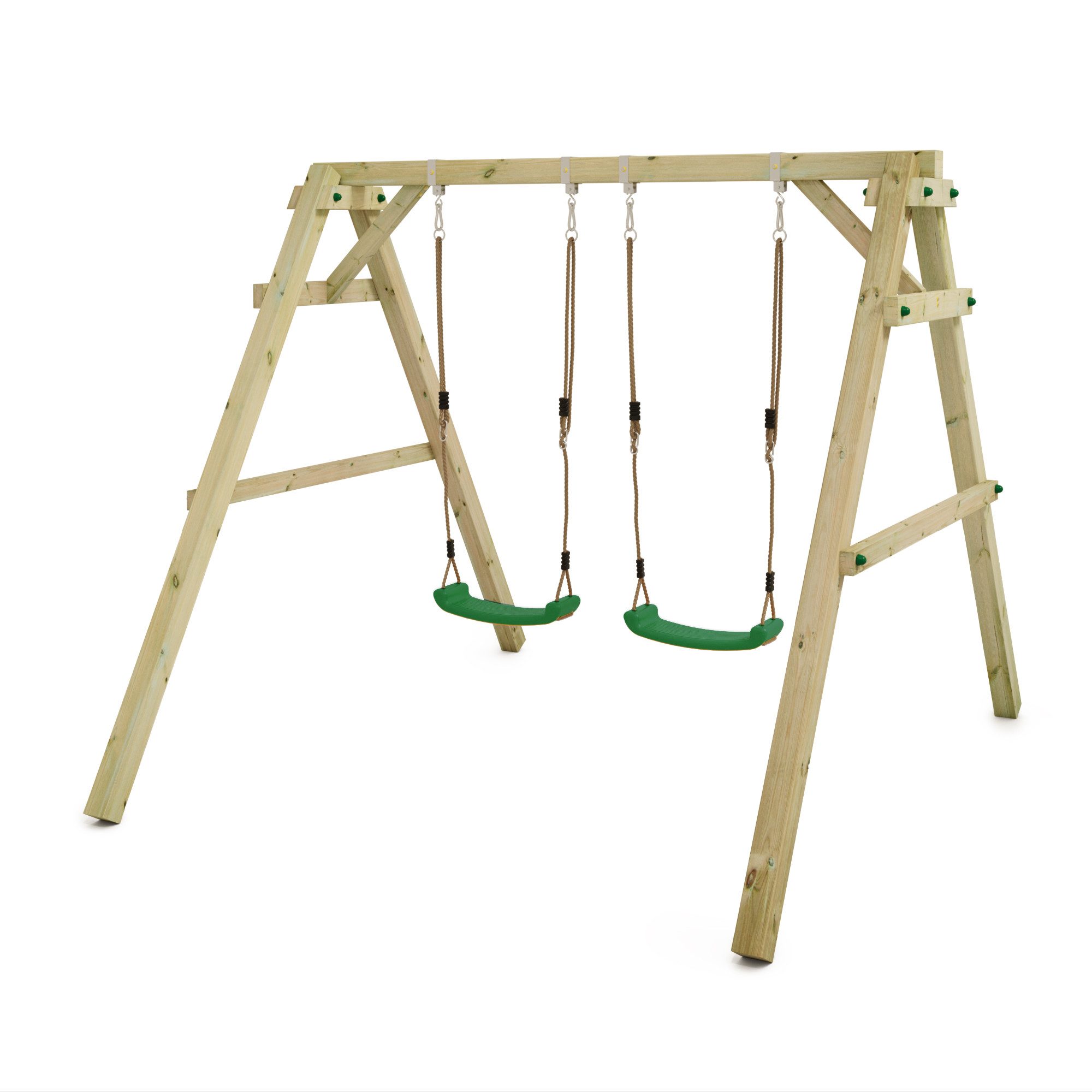 Wickey Doppelschaukel Sky Dancer Prime - Kinderschaukel mit Holzgestell & 2 Sitzen, (Gartenschaukel - Kompakte Maße – passt in viele Gärten, Fördert Motorik & Teamspiel - Ideal für kreative & aktive Spielideen), Massives, wetterfestes Holzgestell mit 10-Jahren Garantie*