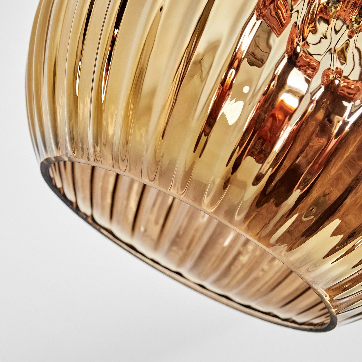 hofstein Deckenleuchte 5-flammige Deckenlampe aus Metall/Riffelglas Gold/Kupfer/Chrom/Rauch, Leuchte im Retro-Design (Schirme Ø 15cm), E14, Esszimmer, Flur