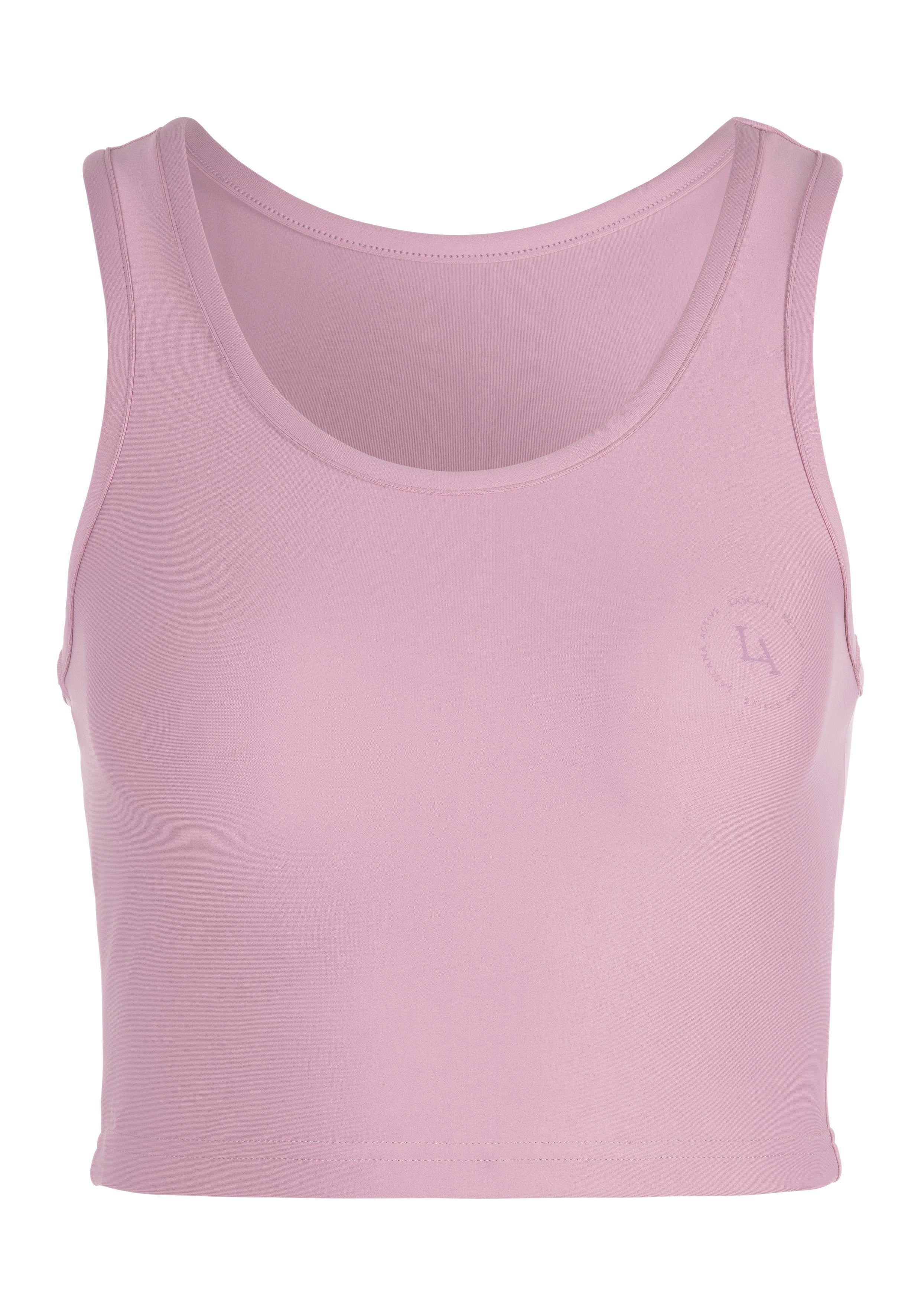 LASCANA ACTIVE Crop-Top, Sporttop mit Ringerrücken und Logodruck günstig online kaufen