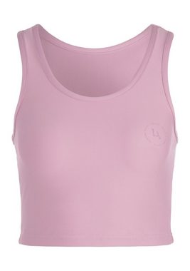 LASCANA ACTIVE Crop-Top Sporttop mit Ringerrücken und Logodruck