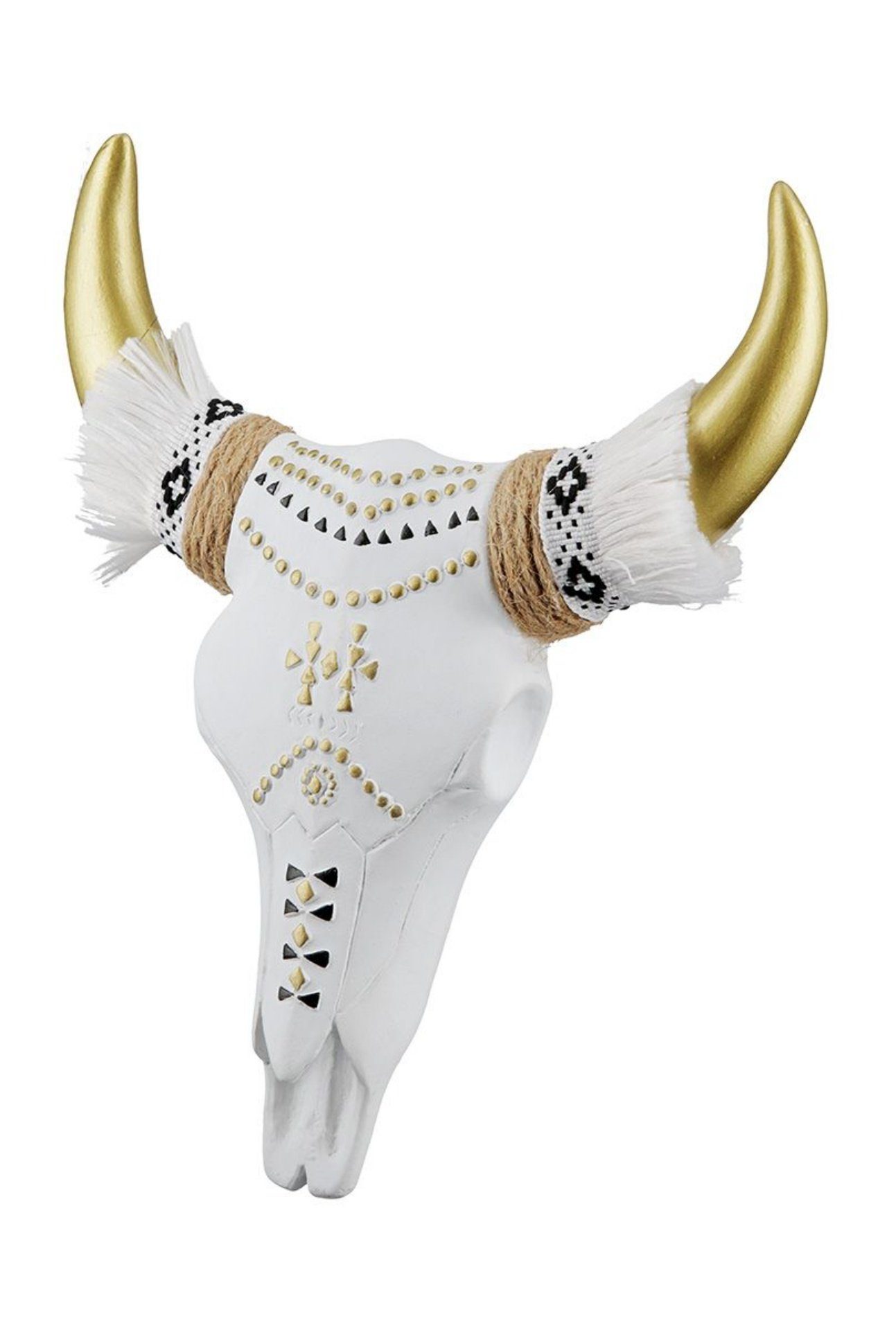 GILDE Dekoobjekt, Tolle modern umgesetzte Wandskulptur WHITE BUFFALO HORN