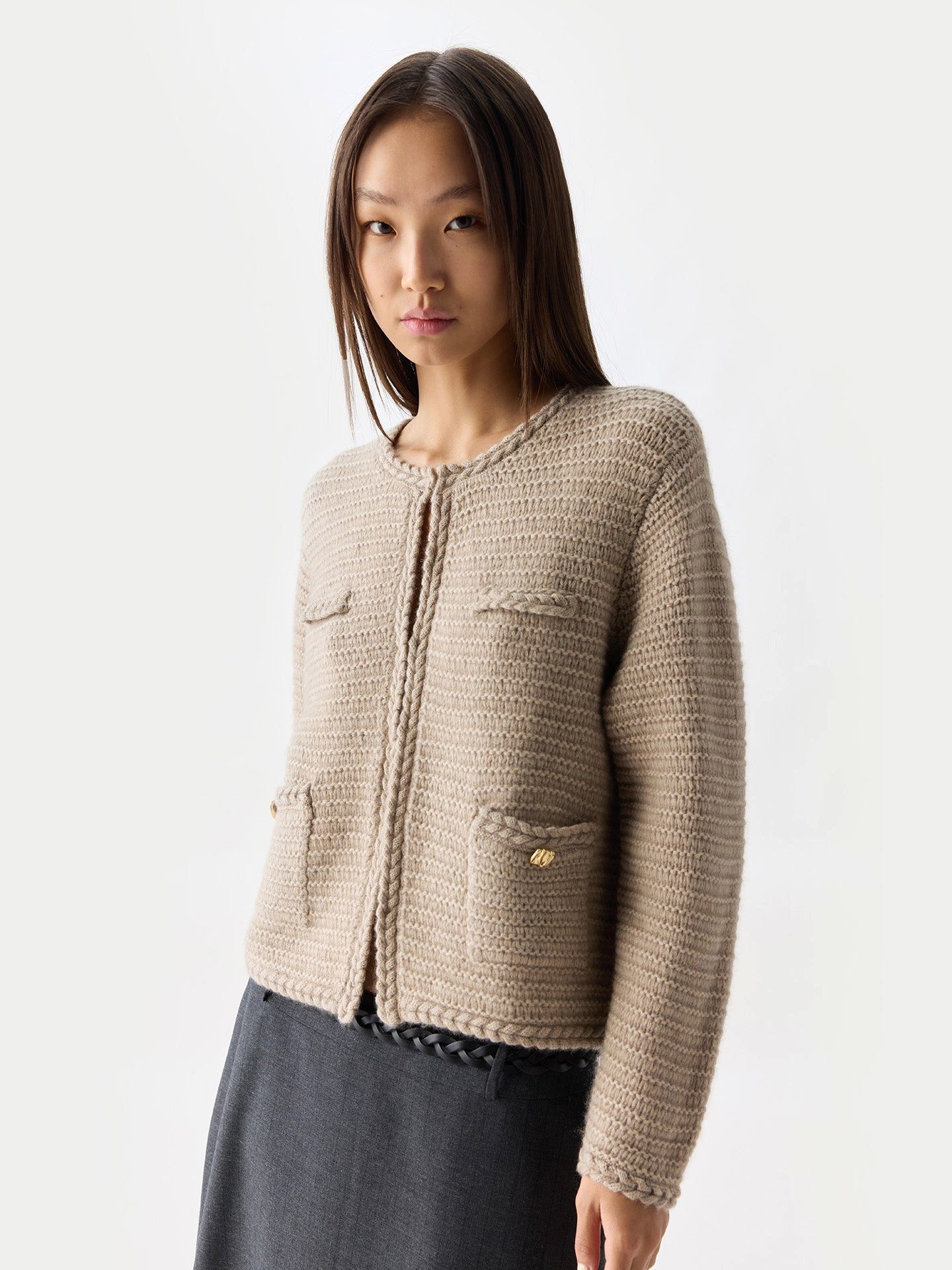 GOBI Cashmere Cardigan Texturierter Strick Kaschmir-Cardigan