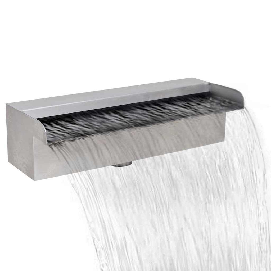 vidaXL Wasserfall Pool-Wasserfall Fontäne Rechteckig Edelstahl 30 cm
