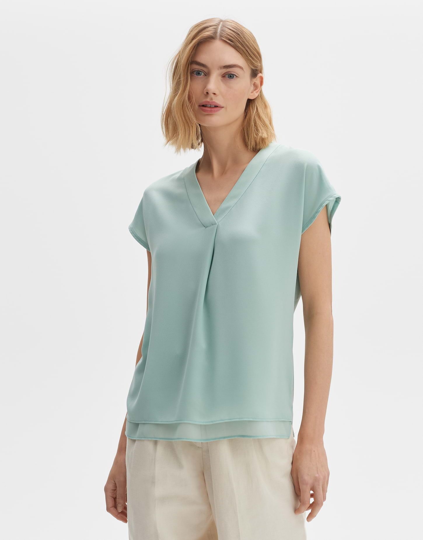 OPUS Shirtbluse Feliso lockere Passform Chiffon in der Front