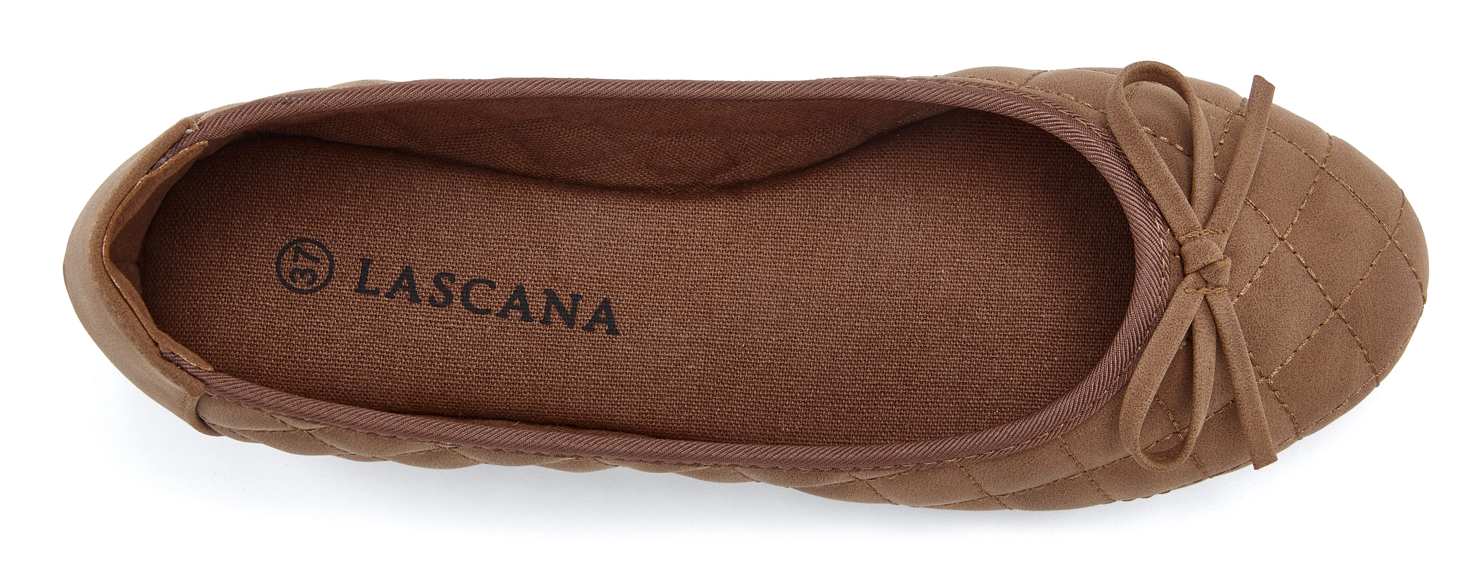 LASCANA Slipper, Schlüpfschuh Ballerina mit Schleifenapplikation VEGAN