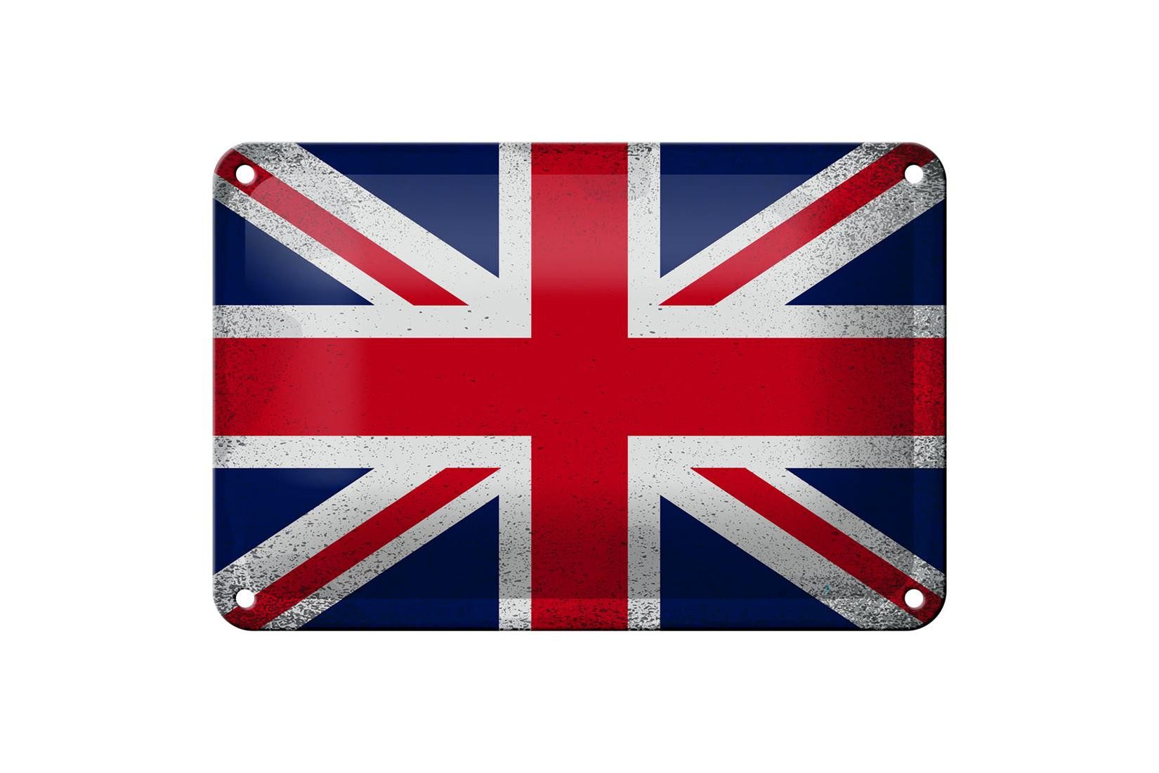 Femer GmbH Metallschild Flagge Union Jack 18x12cm United Kingdom Vintag, (1 St), gewölbte Oberfläche, abgerundete Ecken, umgeschlagene Kanten