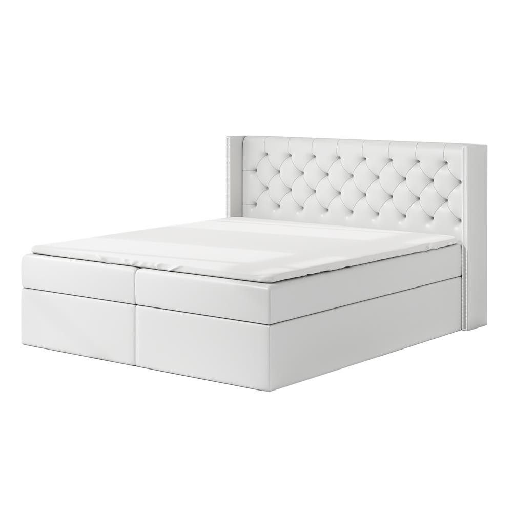 A&J MöbelLand GmbH Boxspringbett ASTA mit 2 Bettkästen, Bonell-Matratze und Topper. (Boxspringbett mit Bettkasten und gepolstertem Kopfteil. Inclusive Topper !, TOP ANGEBOT), Länge 208 cm Höhe 106 cm