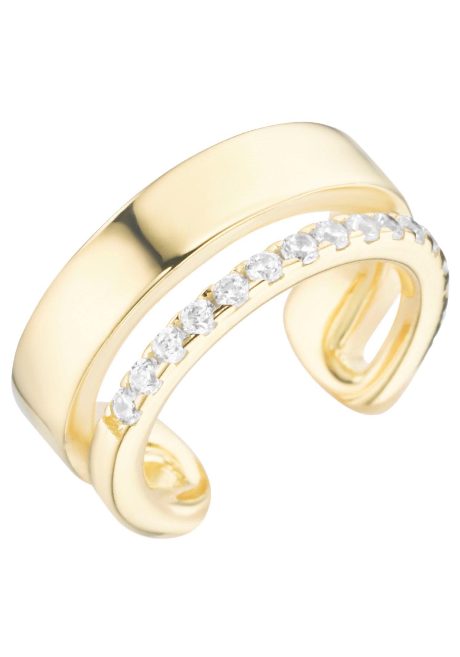Firetti Ohrklemme Schmuck Geschenk Silber 925 Ear Cuff in zweireihiger Optik, mit Zirkonia (synth)