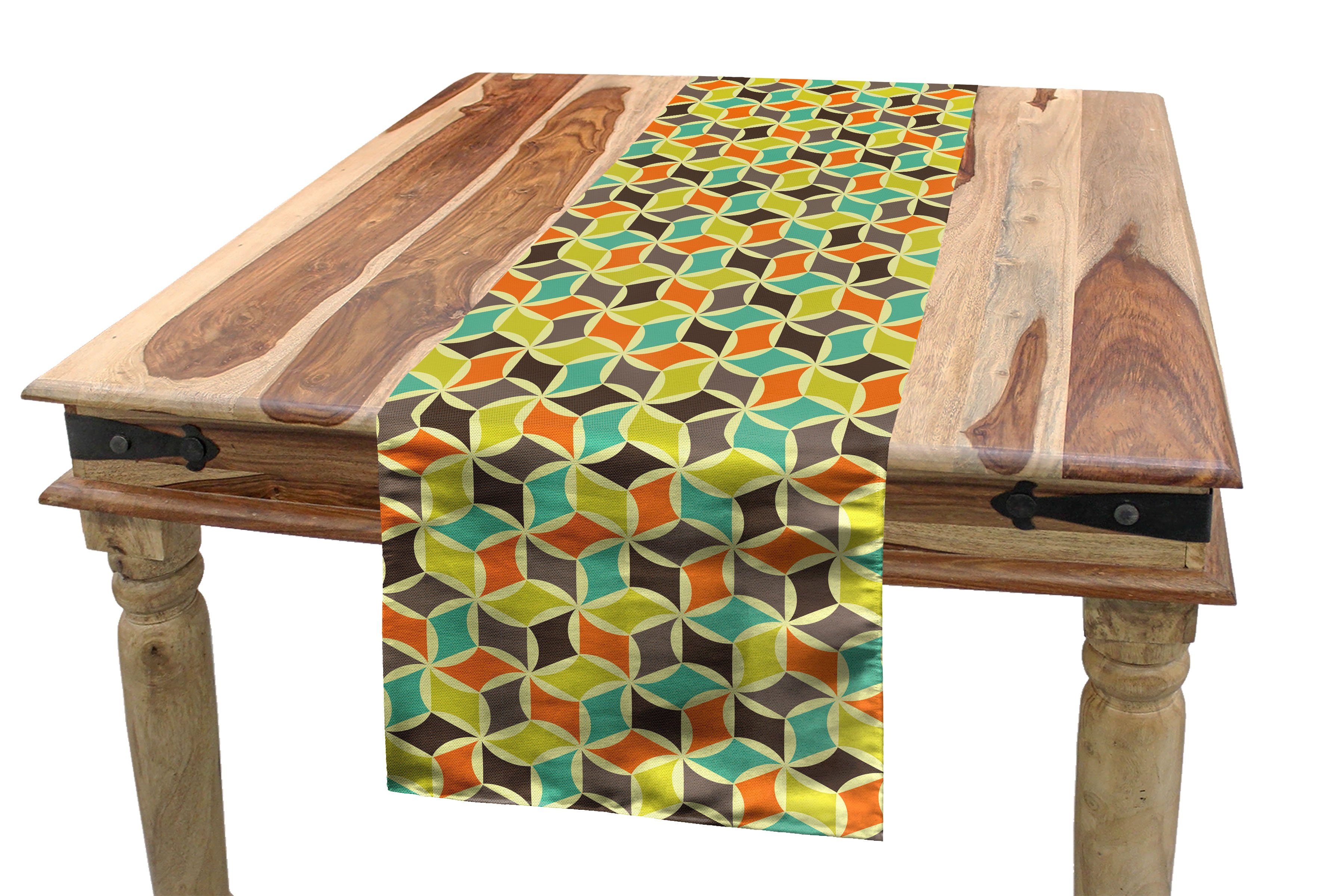 Abakuhaus Tischläufer Esszimmer Küche Rechteckiger Dekorativer Tischläufer, Bunt Hipster Geometric Tile