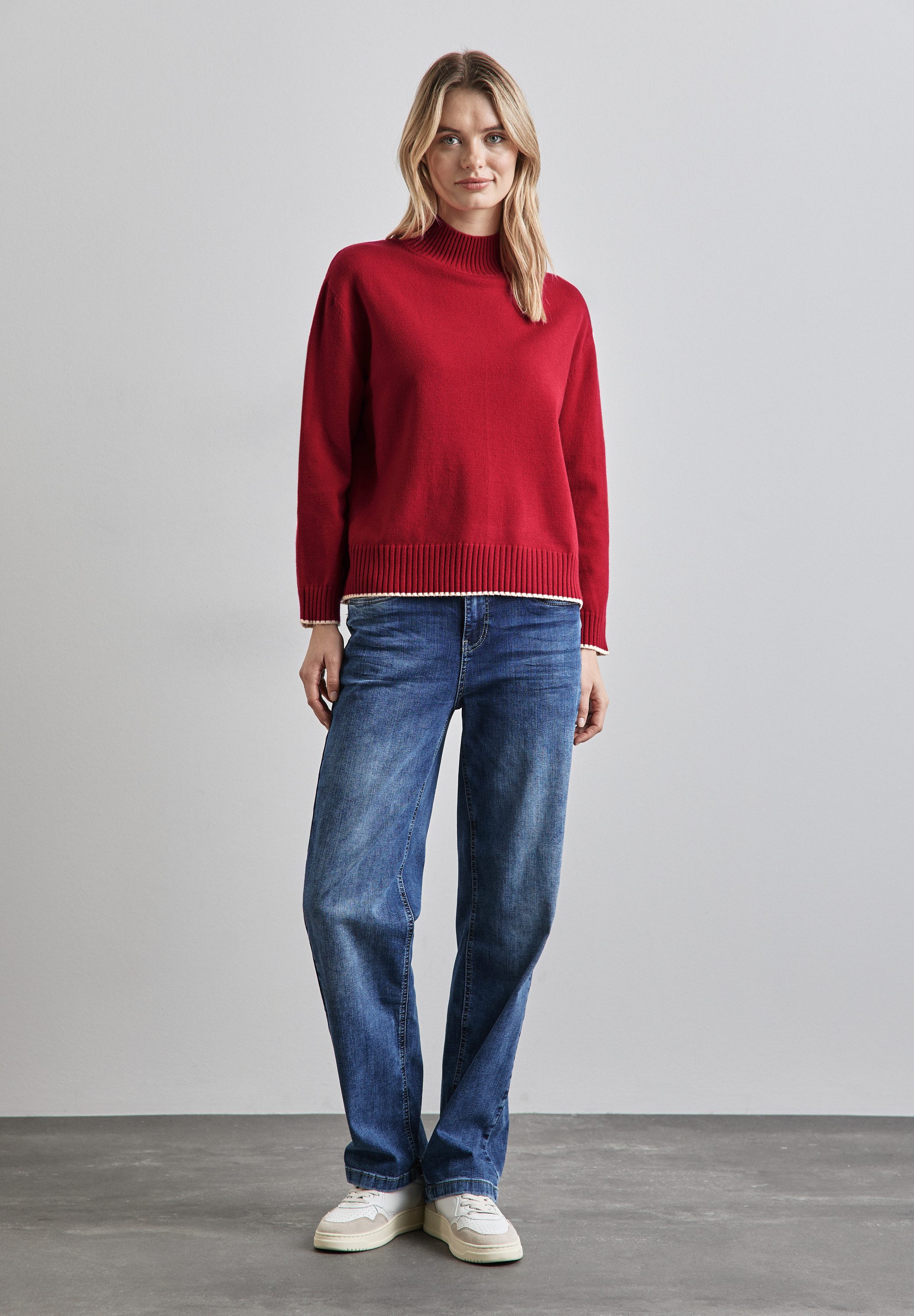 STREET ONE Strickpullover mit Materialmix