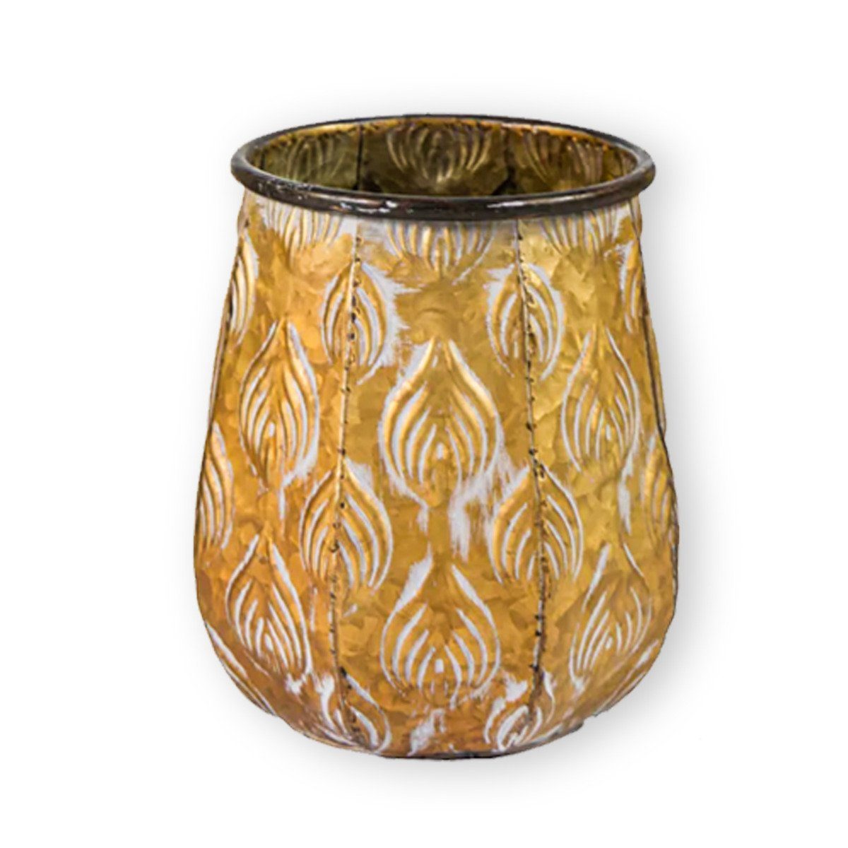 Pflanztopf), Gold handbemalt Cauldron Serie Zinktopf dekorativ, (1 Pflanztopf colourliving St., langlebig, Blumentopf 1x 19cm rund