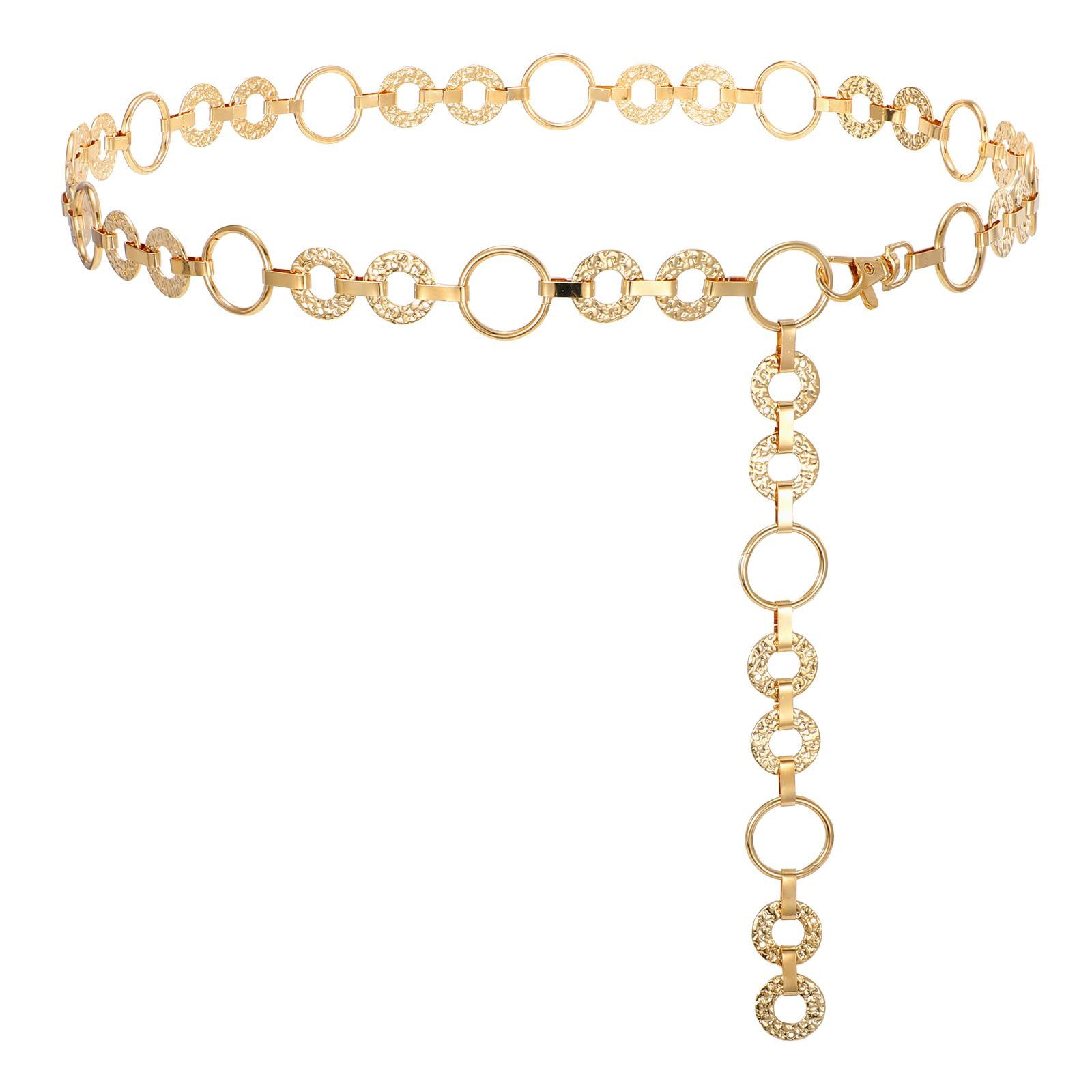 Zaewry Kettengürtel Taillengürtel Schmuckgürtel,Damen-Kettengürtel Taillenkette mitO-Ring,stylischer Gürtel,passend zu Kleidern und Jeans