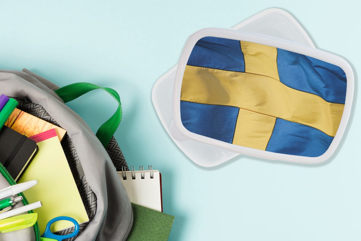 Schweden, Mädchen Brotdose, Erwachsene, Nahaufnahme weiß Jungs Lunchbox (2-tlg), von und der für und Brotbox Flagge Kinder MuchoWow Kunststoff, für