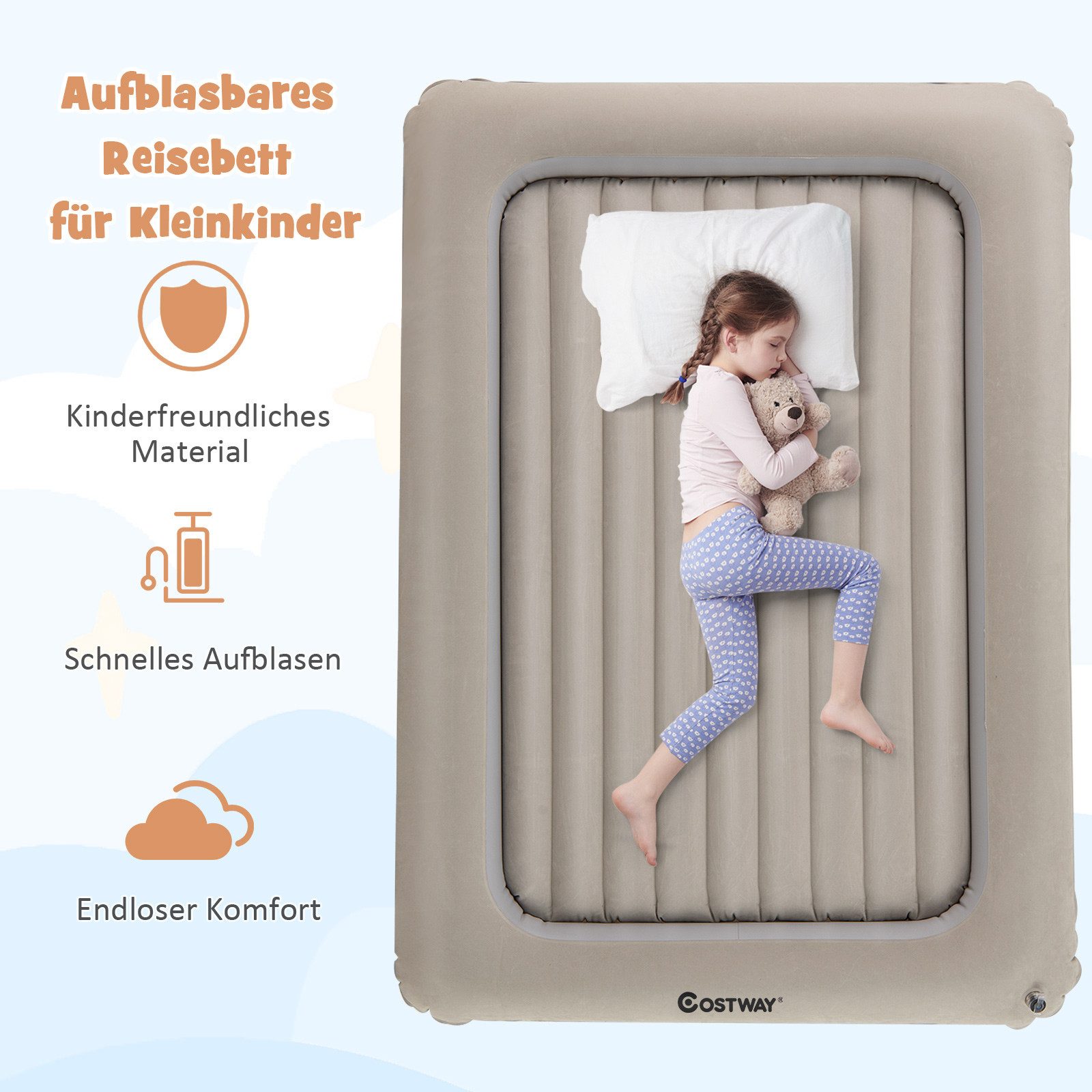 COSTWAY Luftmatratze Kinderluftbett, mit Elektrischer Pumpe günstig online kaufen
