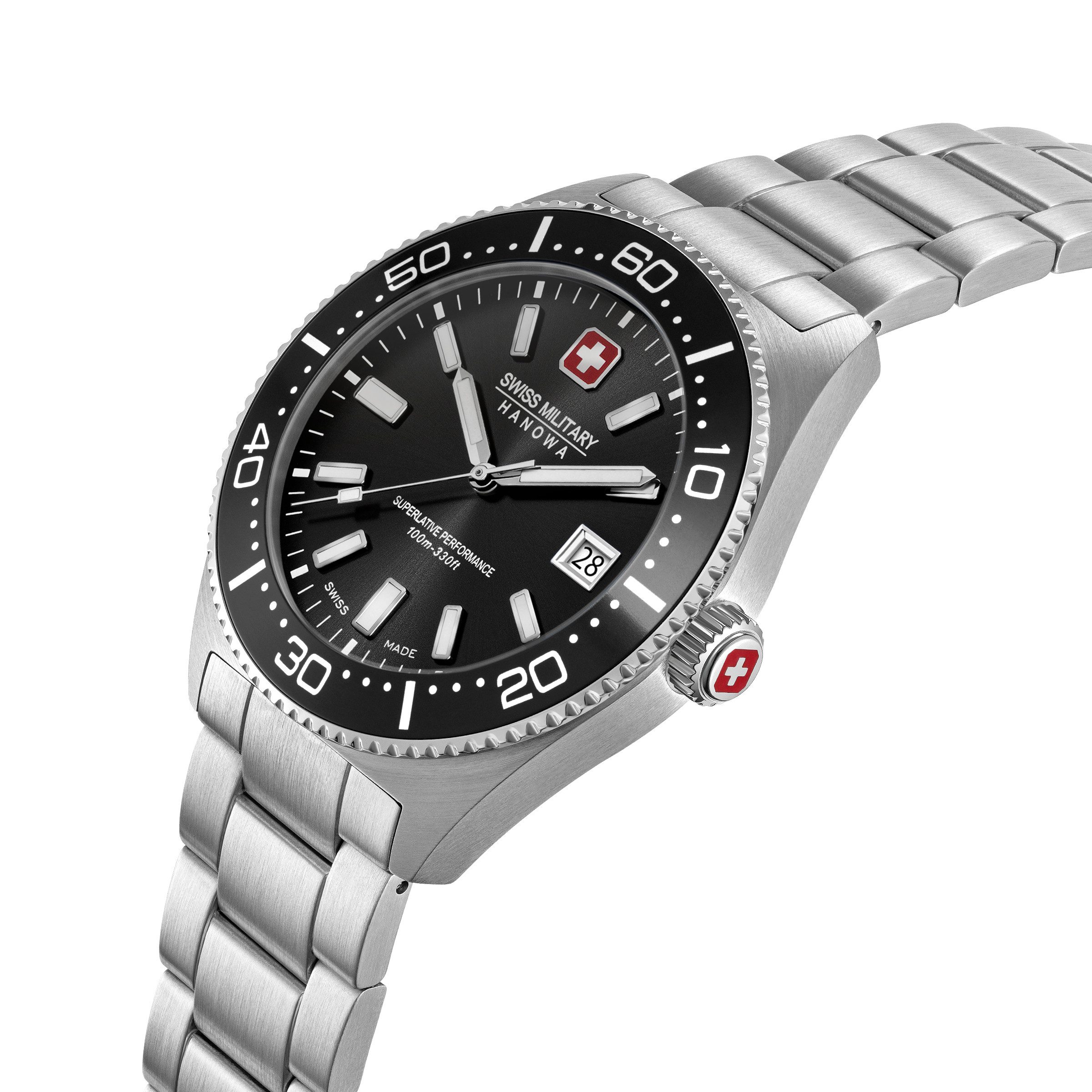 Swiss Military Hanowa Quarzuhr Nomad SMWGH0004903, Armbanduhr, Herrenuhr, Swiss Made, Edelstahlarmband, analog, Tag