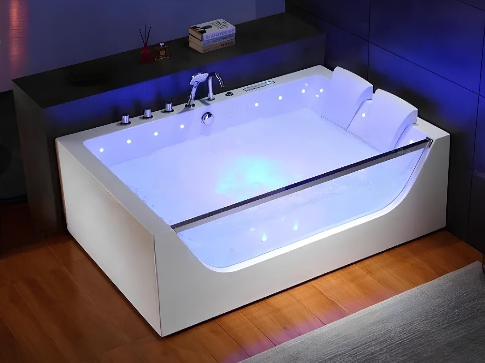 Xlmoebel Whirlpool-Badewanne Whirlpool Hydromassagewanne mit integrierten Lautsprechern, weiß, Made in Europa