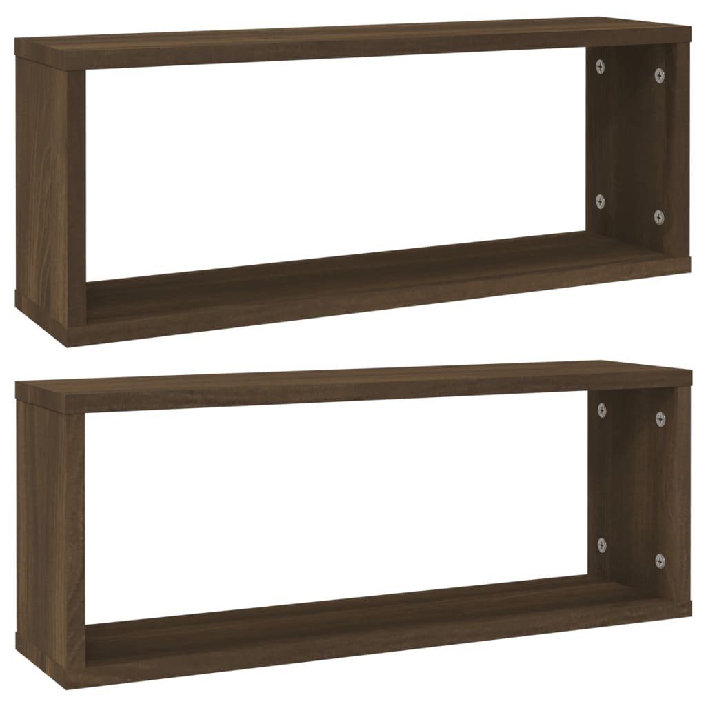 vidaXL Eiche Braune Stk. 60x15x23 Eiche 2-tlg. Regal 2 cm Holzwerkstoff, Braun Würfelregale