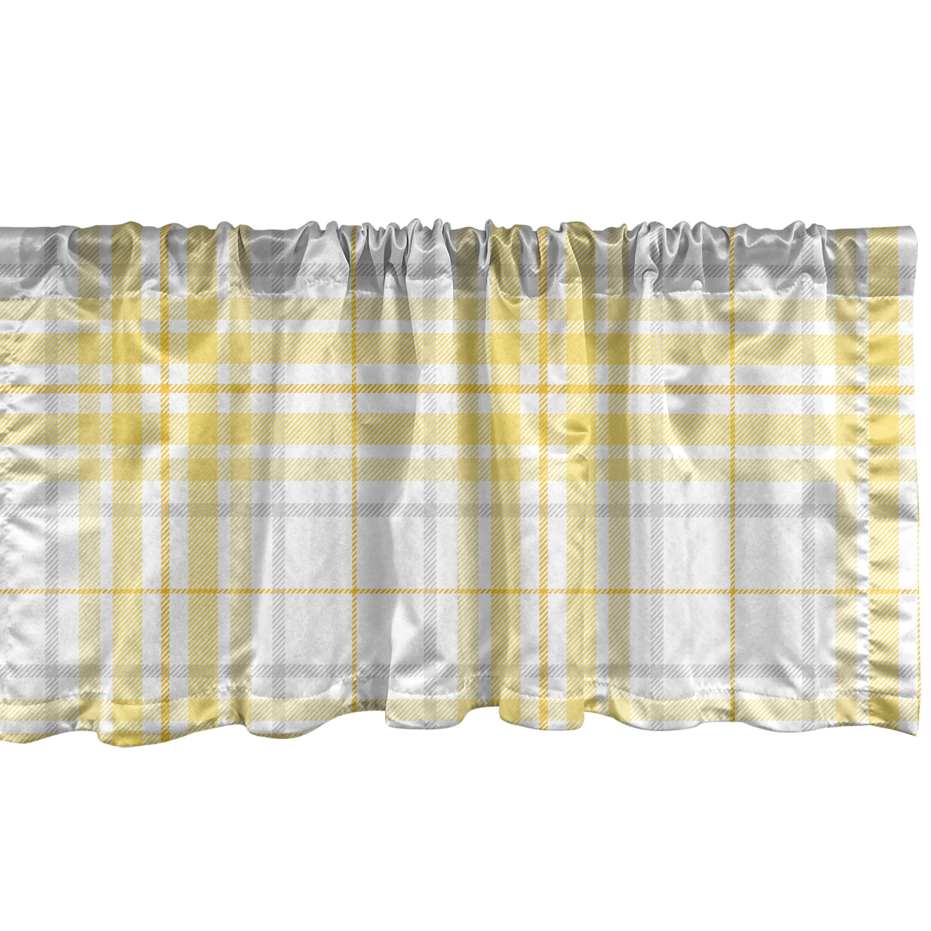 Scheibengardine Vorhang Volant für Küche Schlafzimmer Dekor mit Stangentasche, Abakuhaus, Microfaser, Plaid Klassische Pastellton Grafik