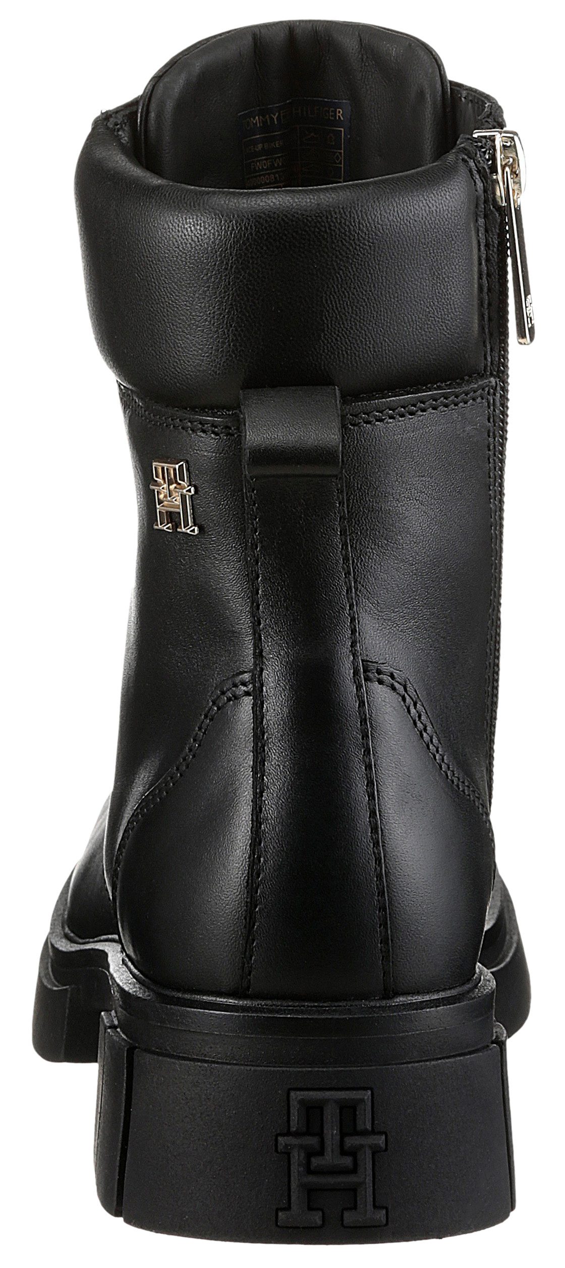 Tommy Hilfiger LACE-UP BIKER LEATHER Bikerboots, Blockabsatz, Schnürboots, günstig online kaufen