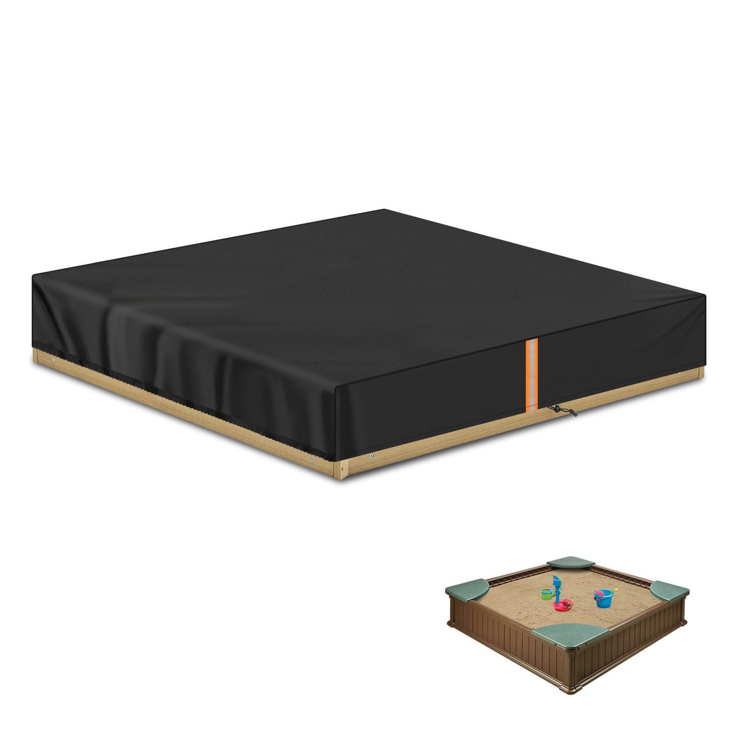 FOUORTUNATE-BEE Sandkasten-Abdeckplane Sandkasten Abdeckung 150x150x20 cm wasserdicht mit Kordel, Für Sandkasten Pool Gartenmöbel Schutz vor Regen Staub Tiere