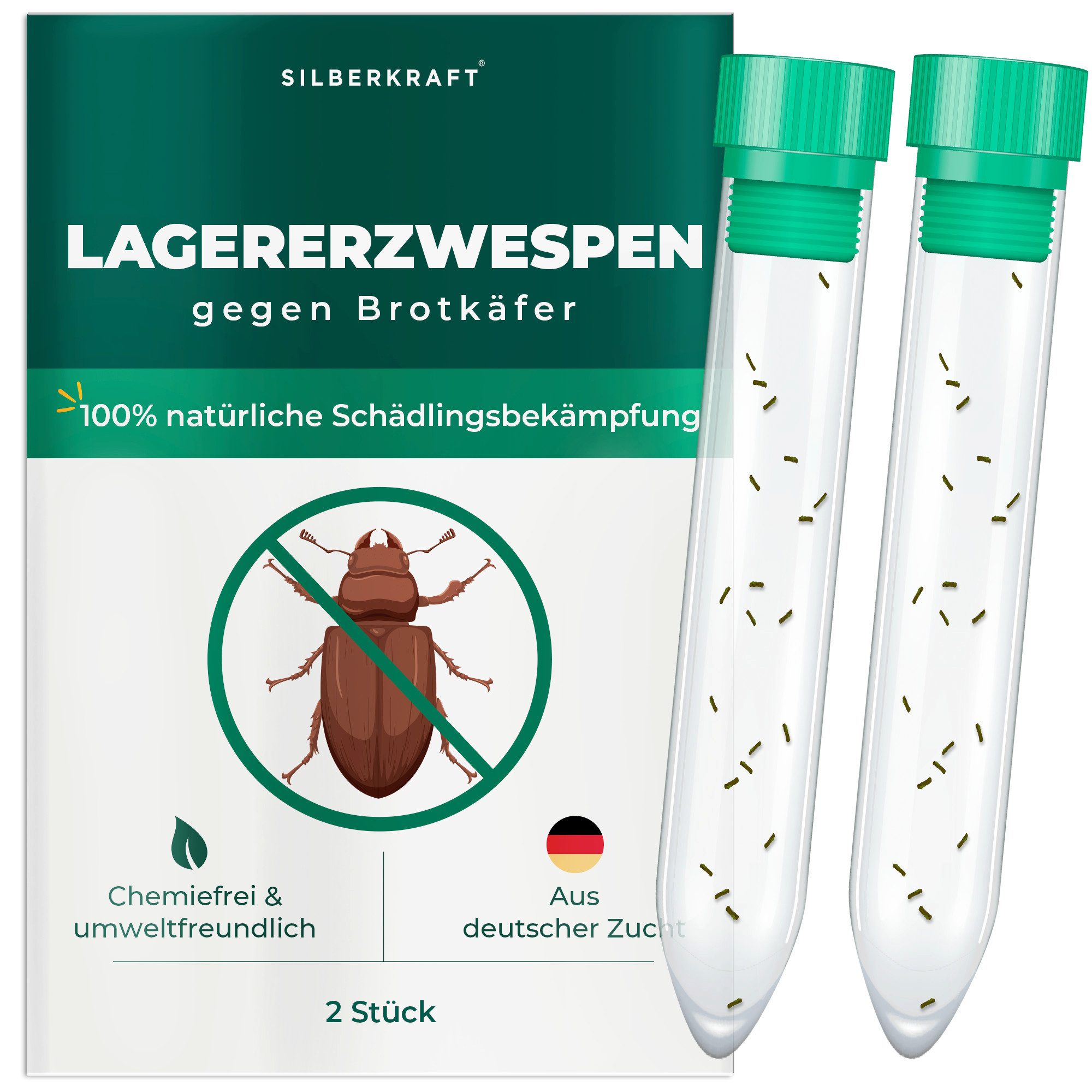 Silberkraft Insektenvernichter Lagererzwespen gegen Brotkäfer, Kornkäfer, Kugelkäfer, Tabakkäfer, Schädlingsbekämpfung mit Nützlingen, Haushalt & Lagerflächen – Bild 2 von 5