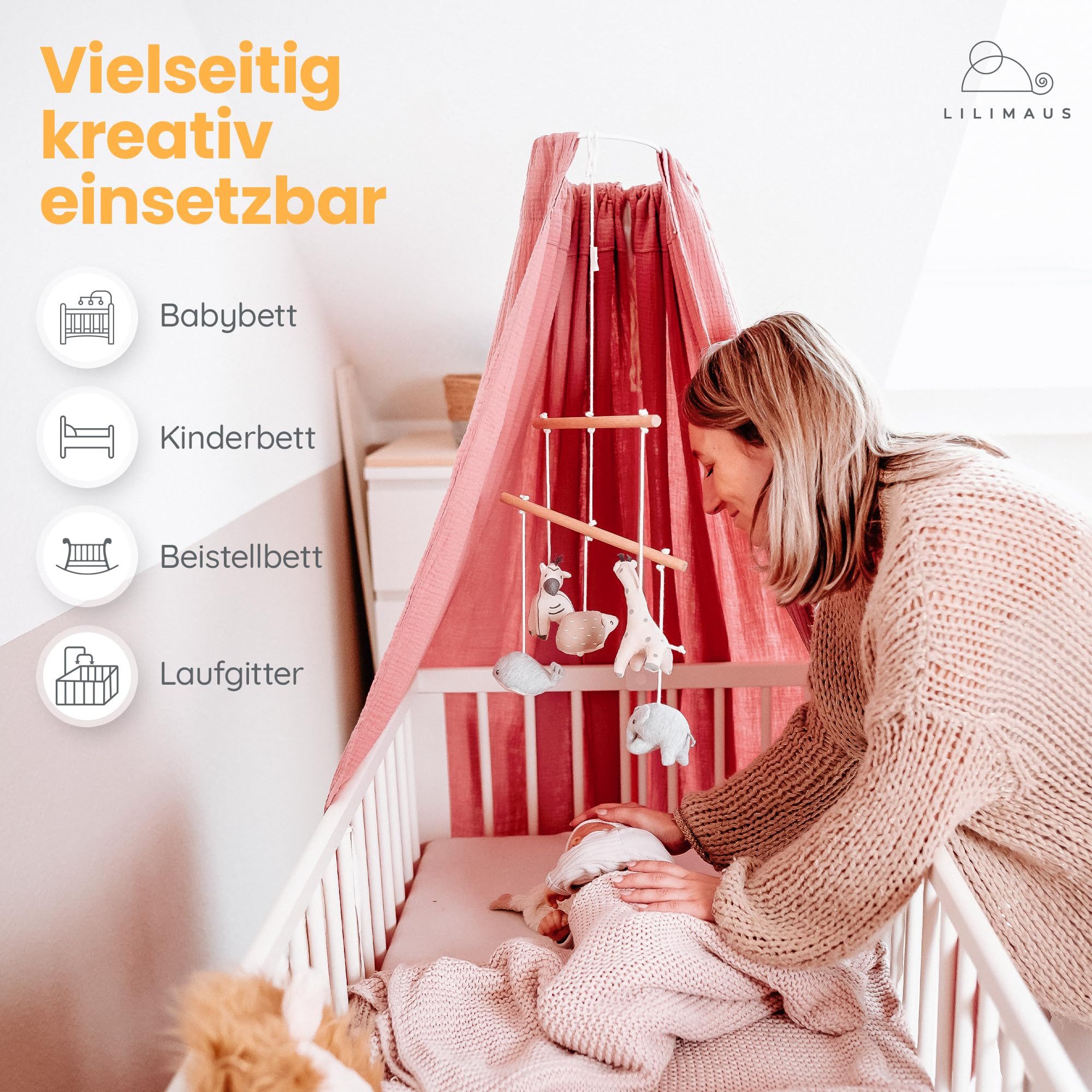 lilimaus Betthimmel Himmelstange für Babybett - Ideal für Betthimmel und Baldachin, Himmelstange für Babybett - Perfekt für Betthimmel und Baldachin